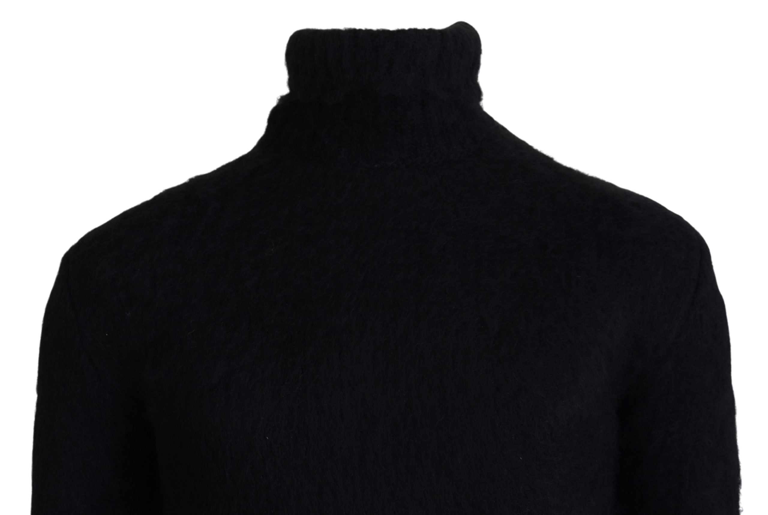 Black Gold Turtleneck Mohair Pullover Mens Sweater - ventzia
