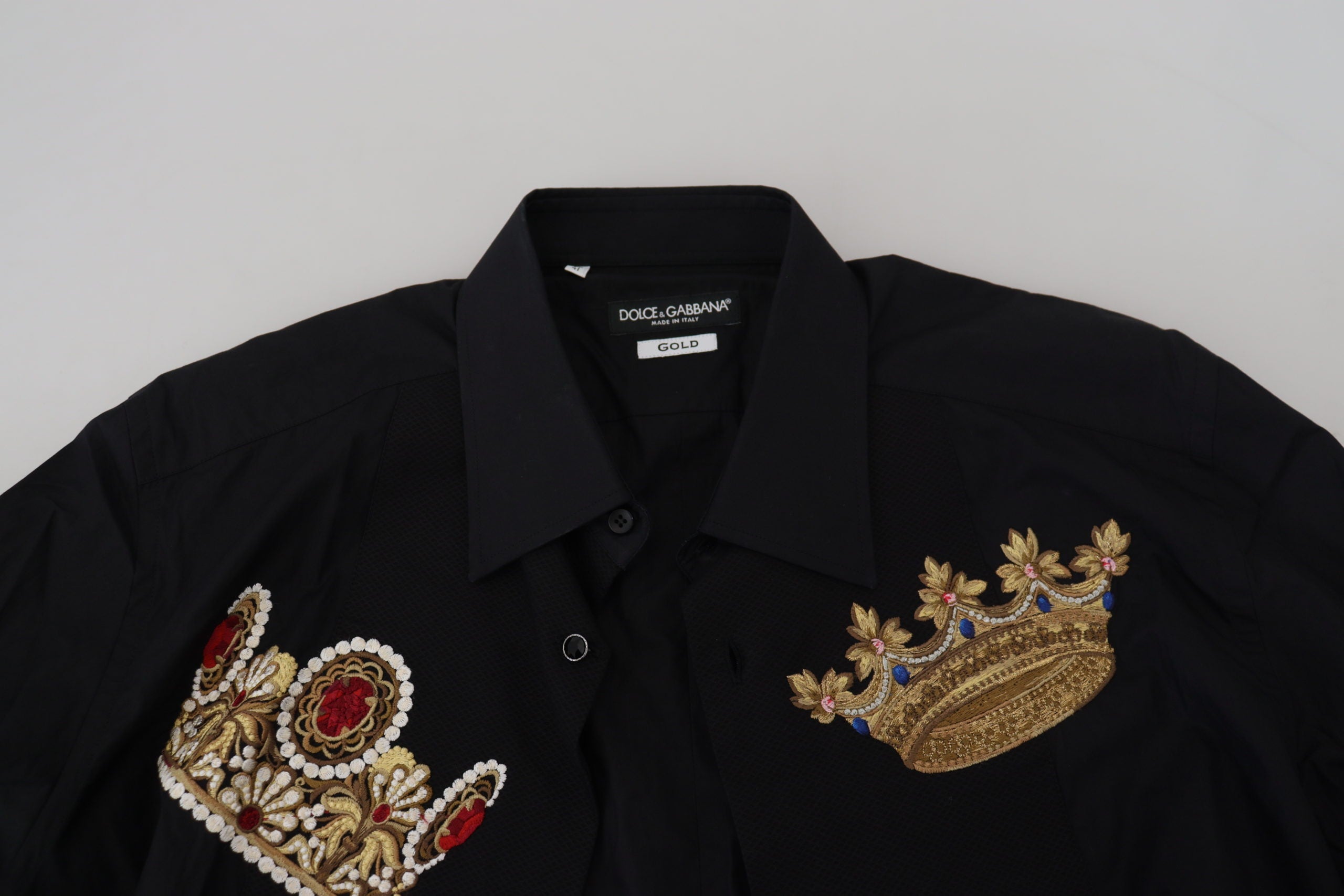 Black Gold Crown Slim Fit Dress Formal Shirt - ventzia