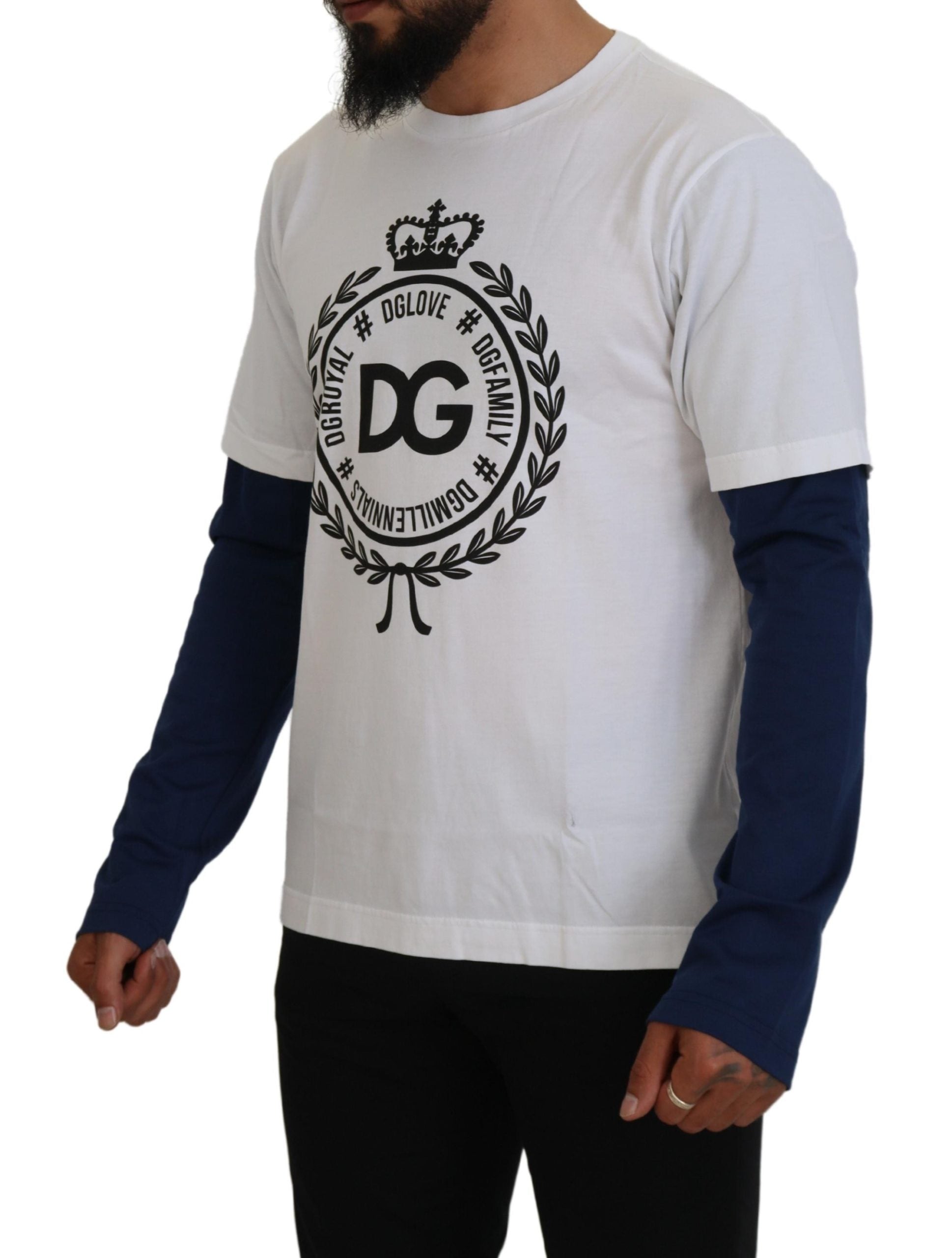 White Blue DG Crown Pullover Sweater - ventzia