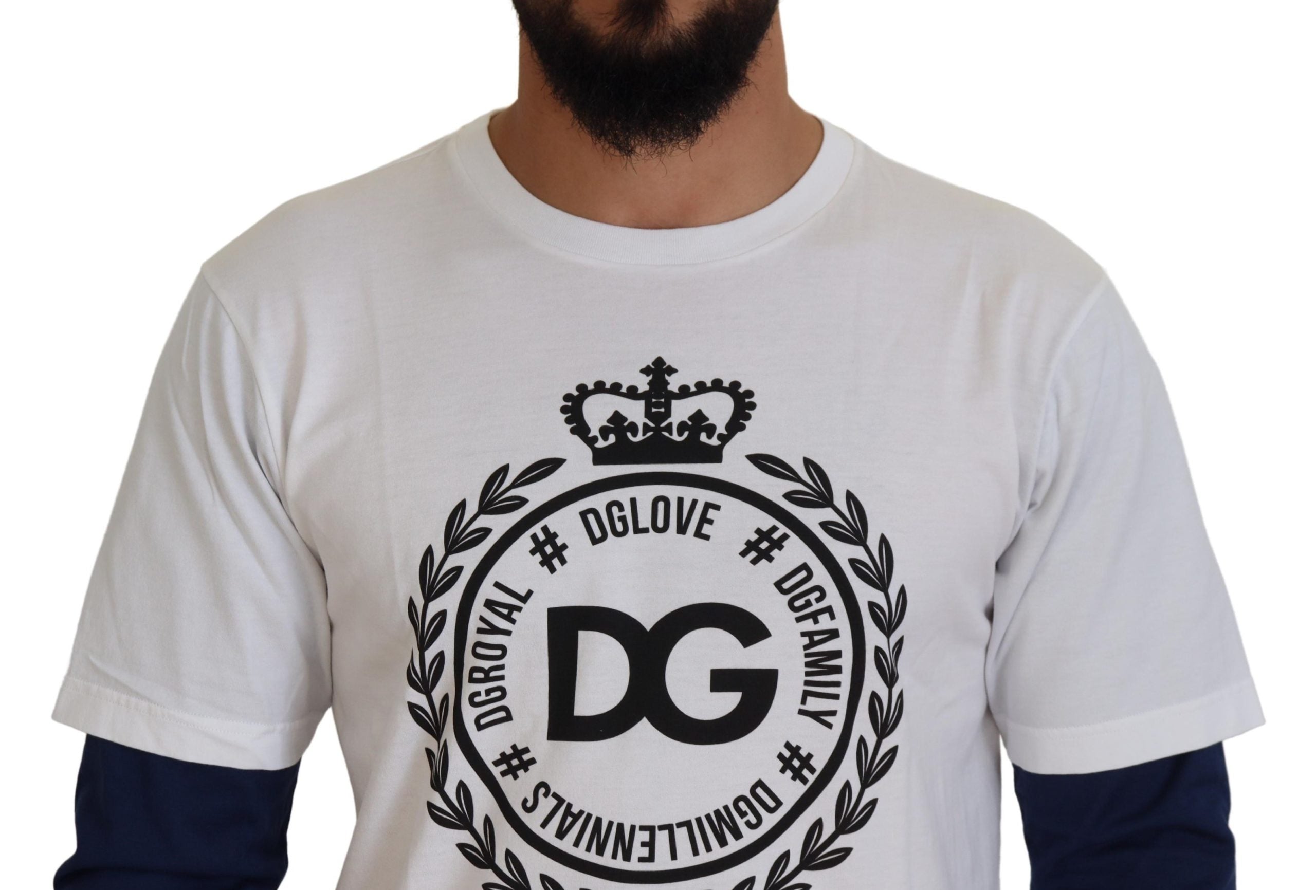 White Blue DG Crown Pullover Sweater - ventzia