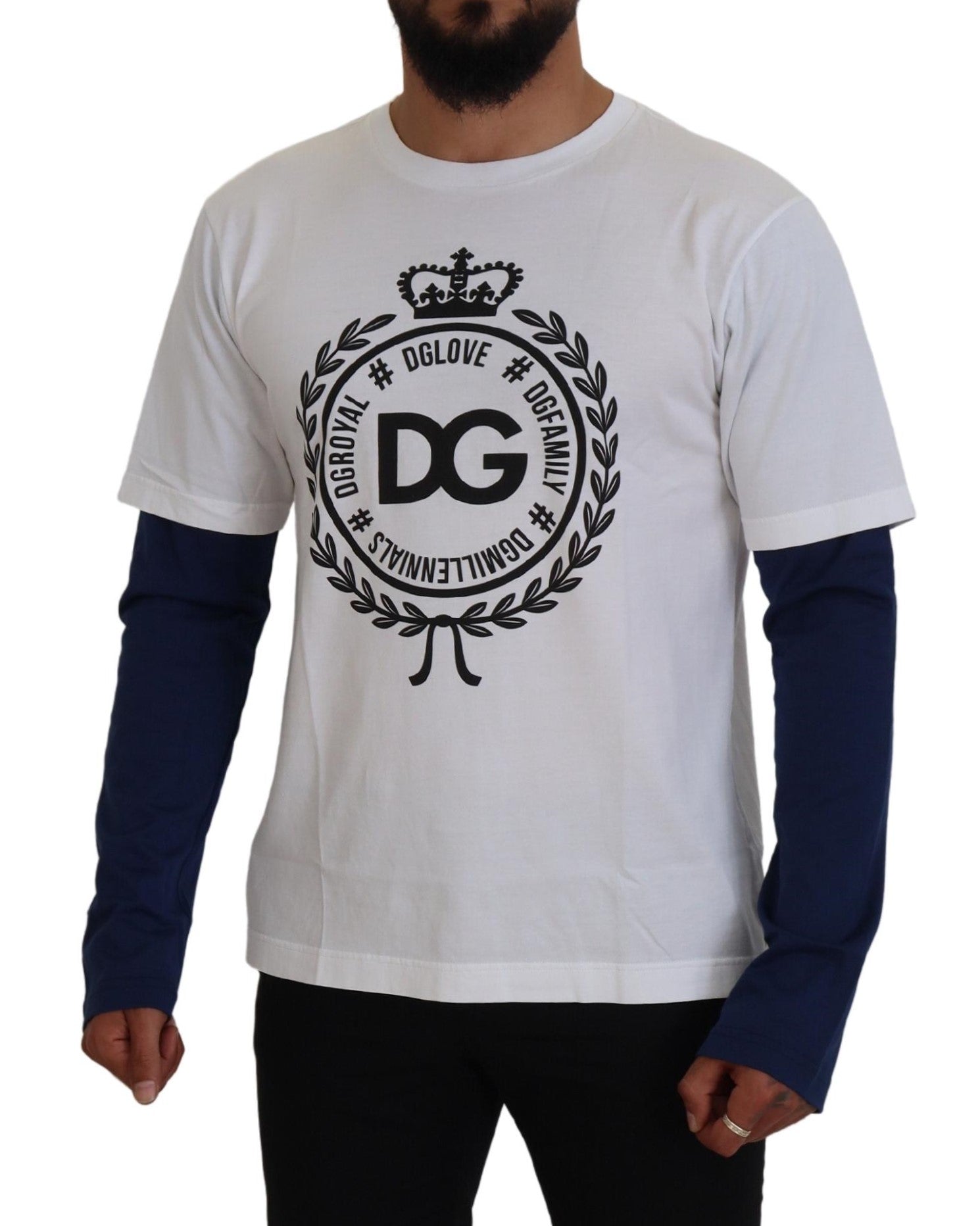 White Blue DG Crown Pullover Sweater - ventzia