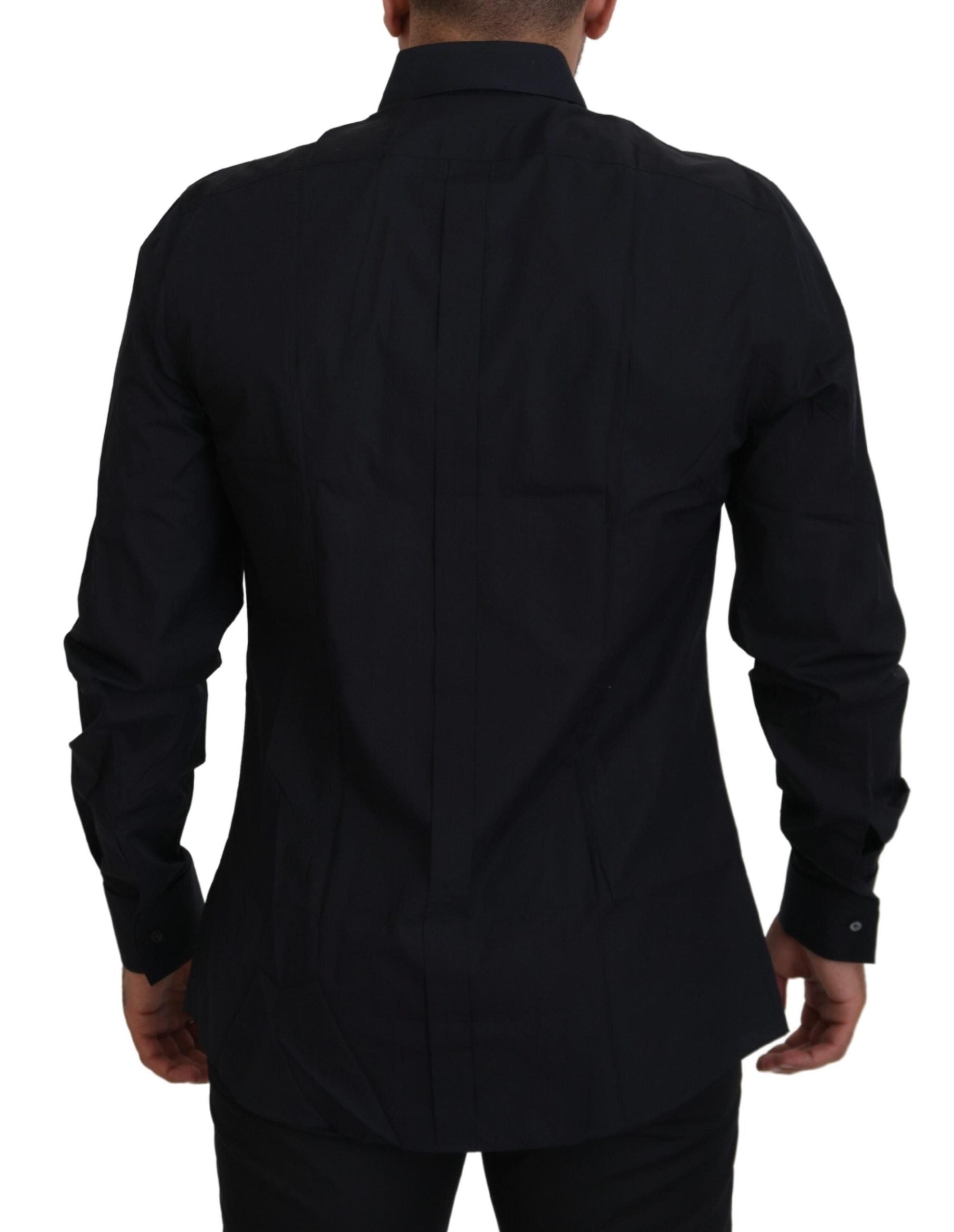 Black Gold Cotton Slim Fit Dress Mens Shirt - ventzia