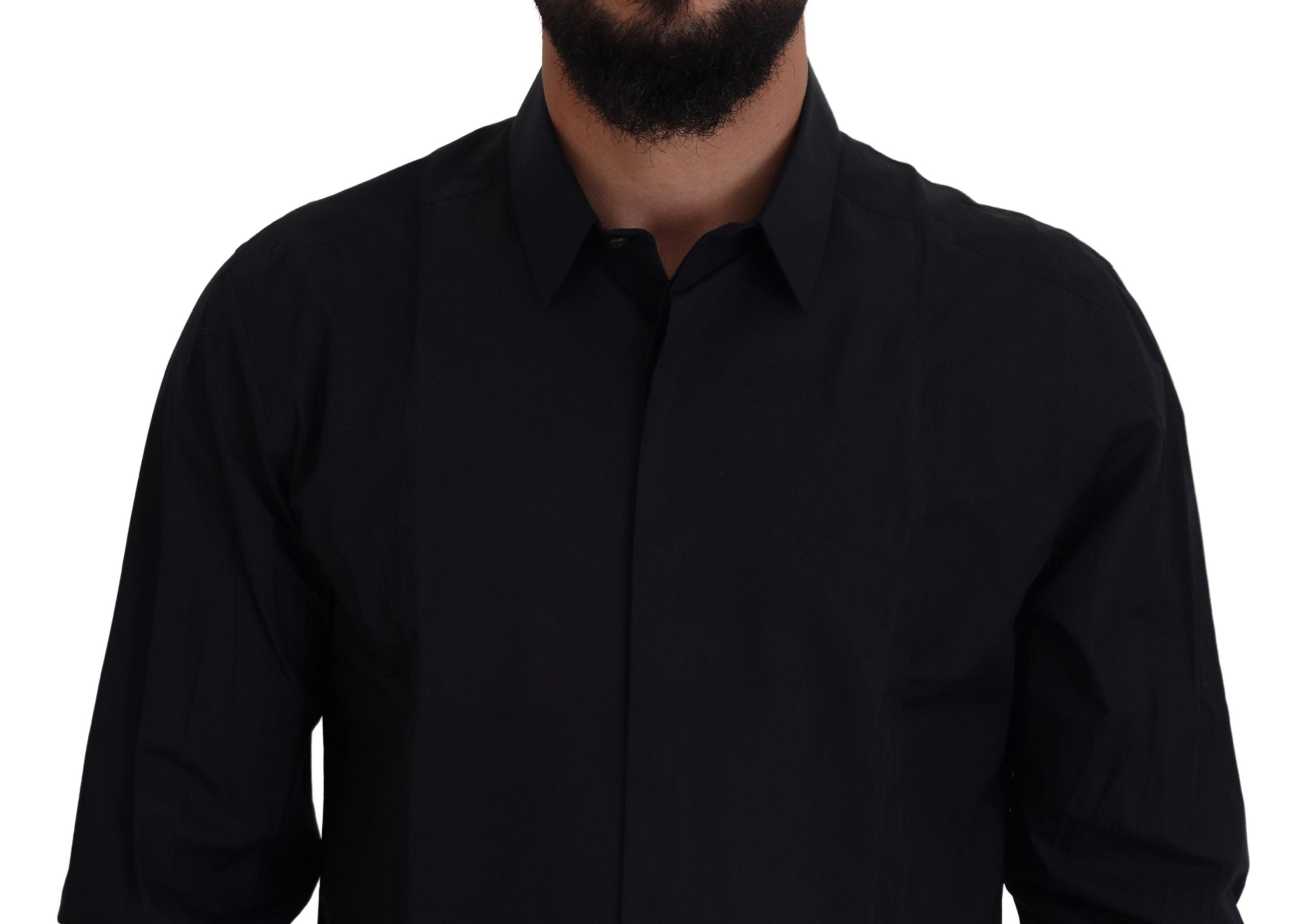 Black Gold Cotton Slim Fit Dress Mens Shirt - ventzia