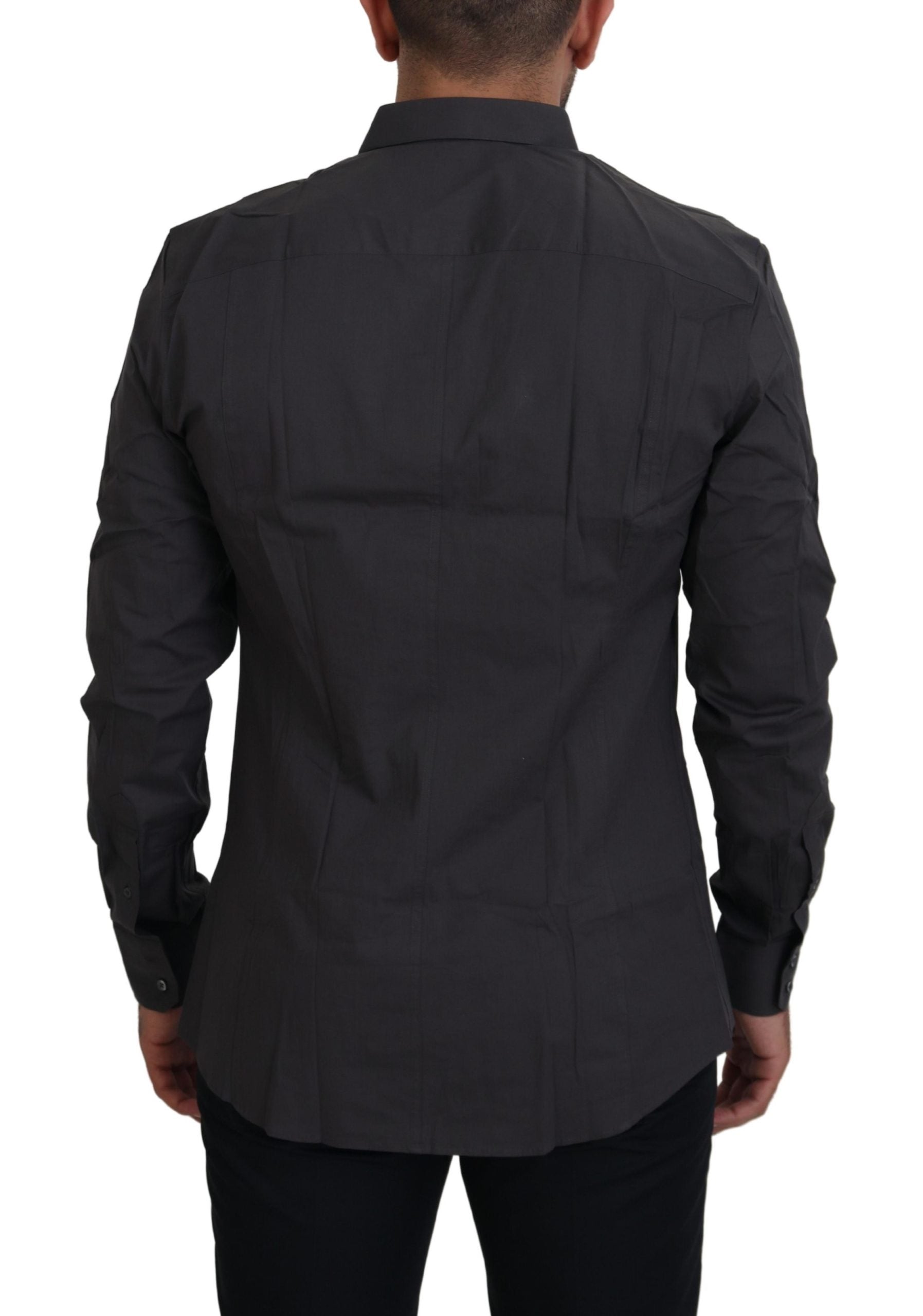 Gray SICILIA Slim Fit Stretch Dress Shirt - ventzia