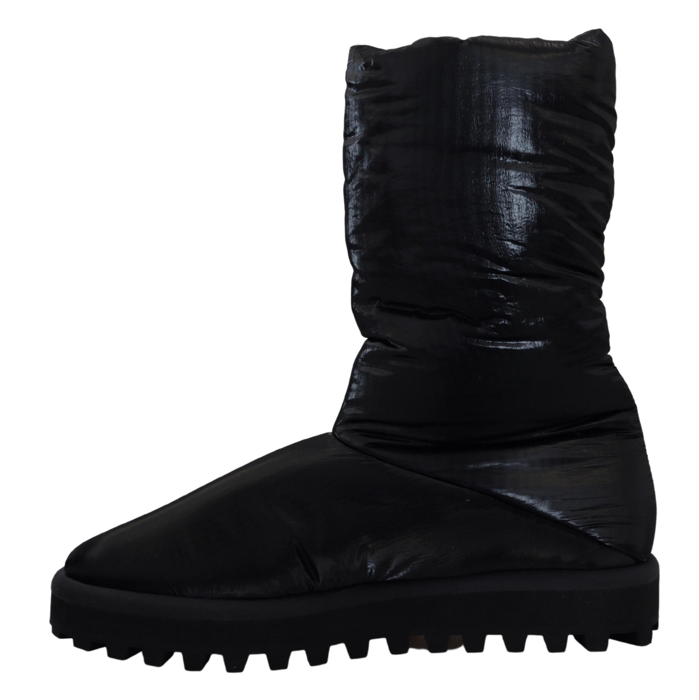 Black Boots Padded Mid Calf Winter Shoes - ventzia