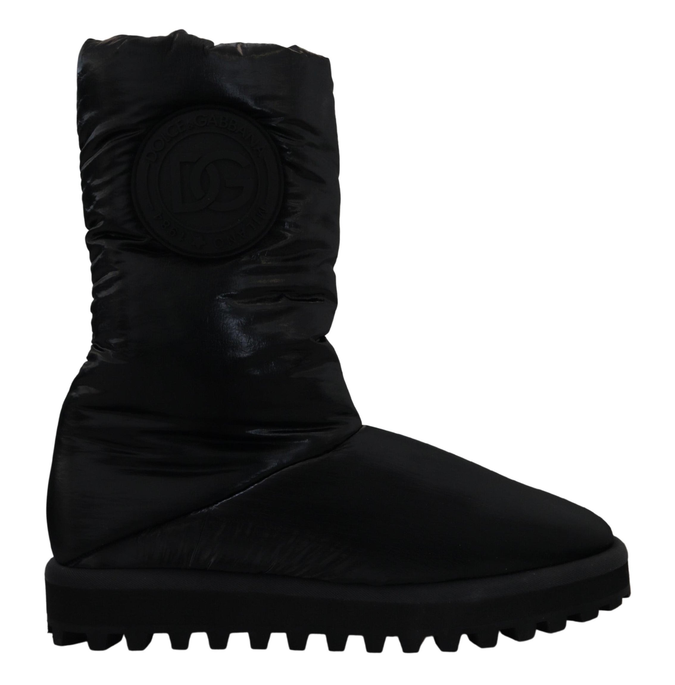 Black Boots Padded Mid Calf Winter Shoes - ventzia