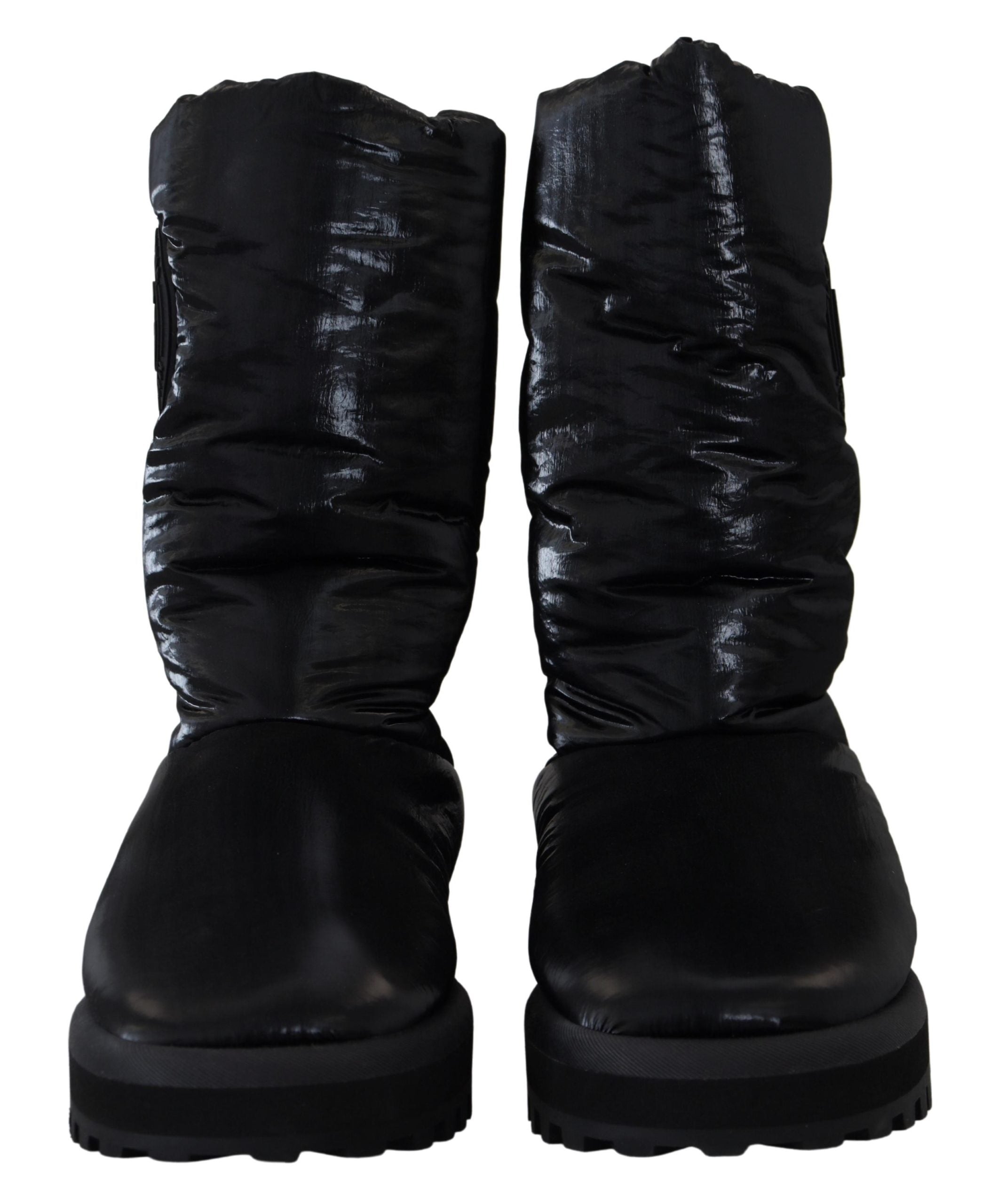 Black Boots Padded Mid Calf Winter Shoes - ventzia