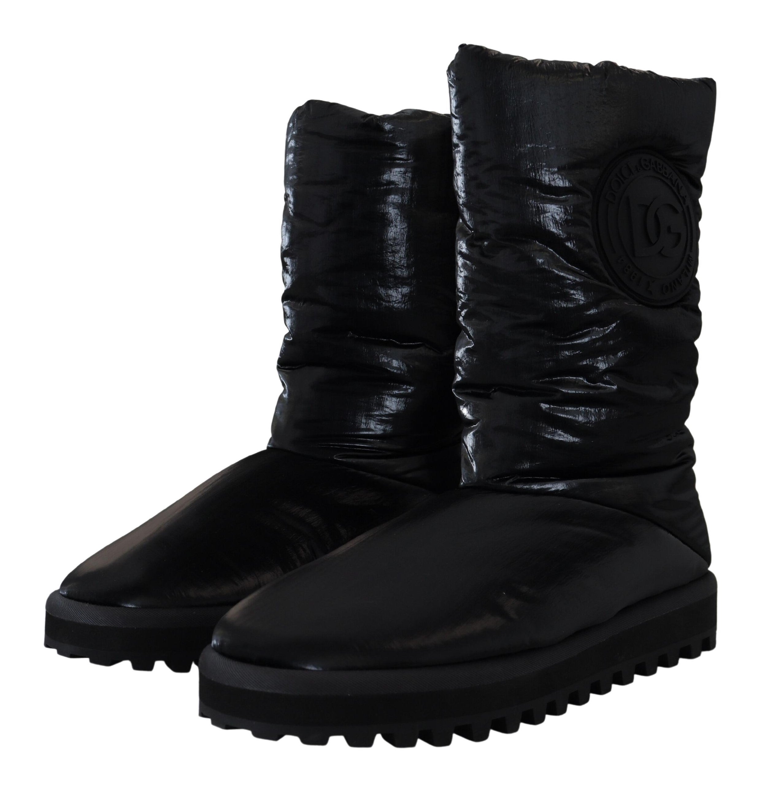 Black Boots Padded Mid Calf Winter Shoes - ventzia