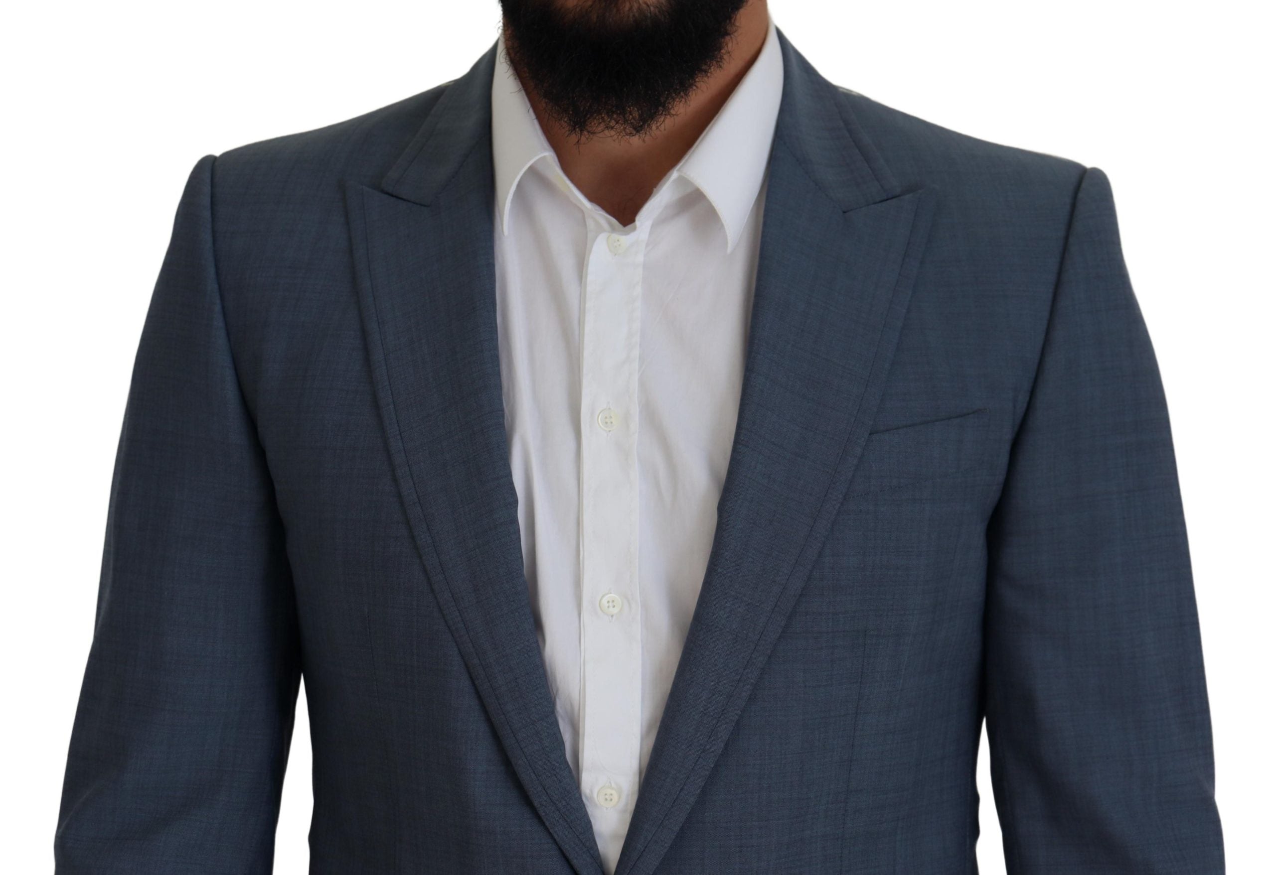 Blue Wool Stretch Slim Fit Jacket Blazer - ventzia