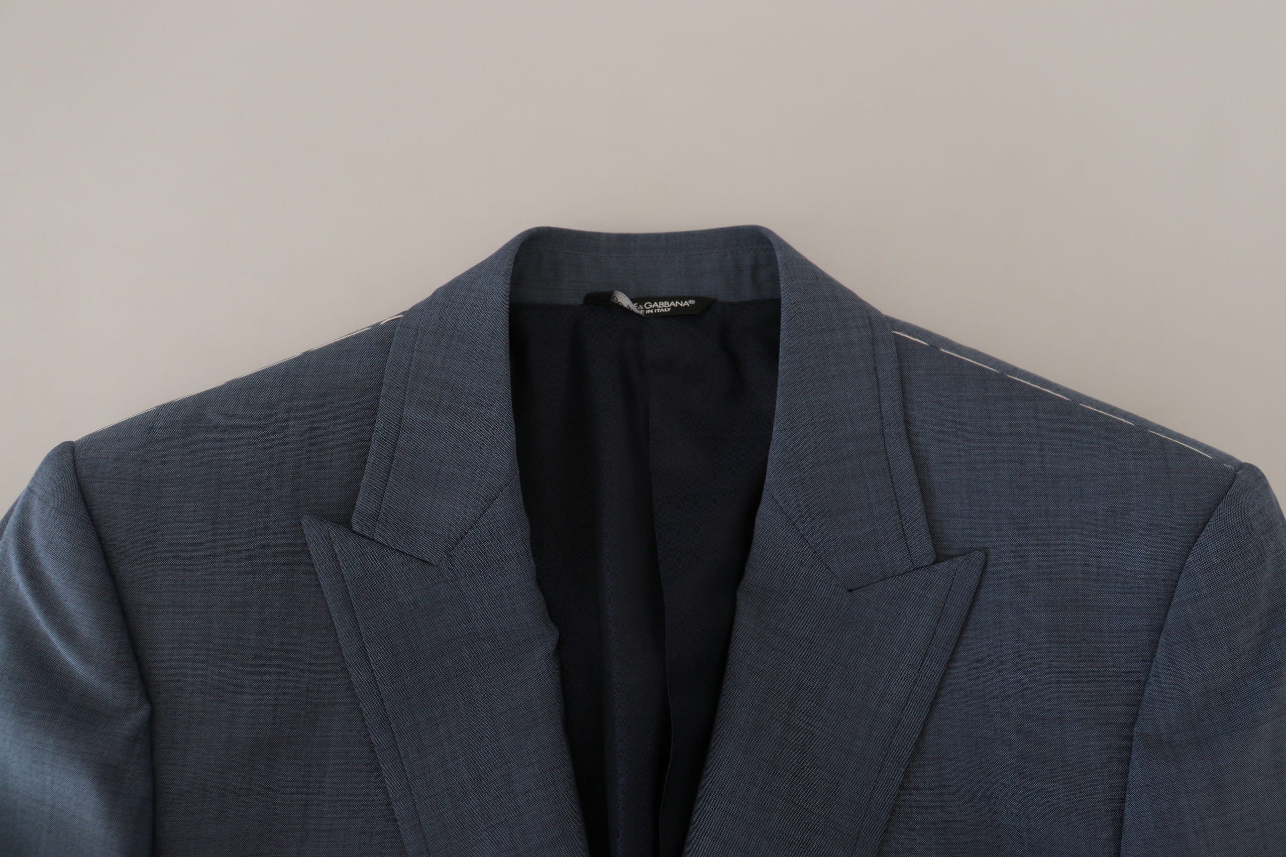 Blue Wool Stretch Slim Fit Jacket Blazer - ventzia