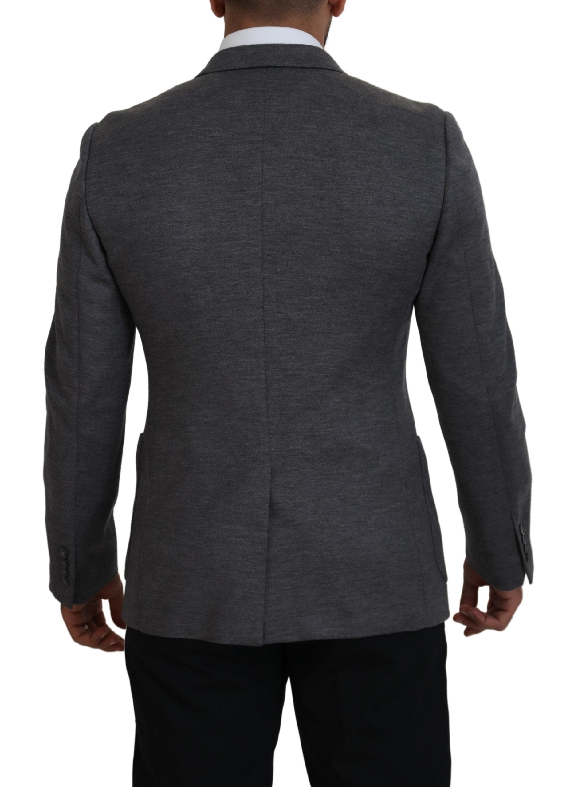 Gray Wool Stretch Slim Fit Jacket Blazer - ventzia