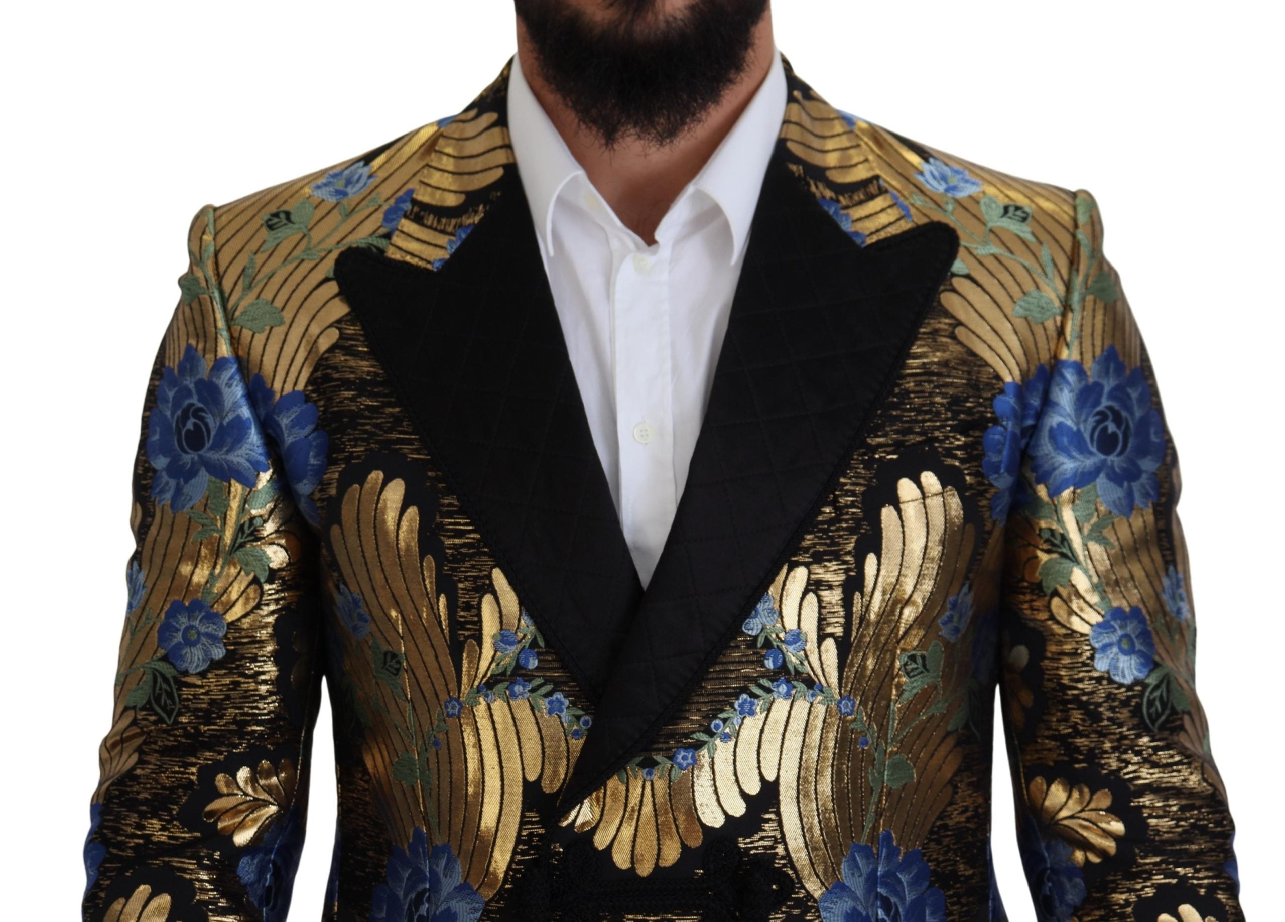 Gold Lurex Double Breasted Jacket Blazer - ventzia