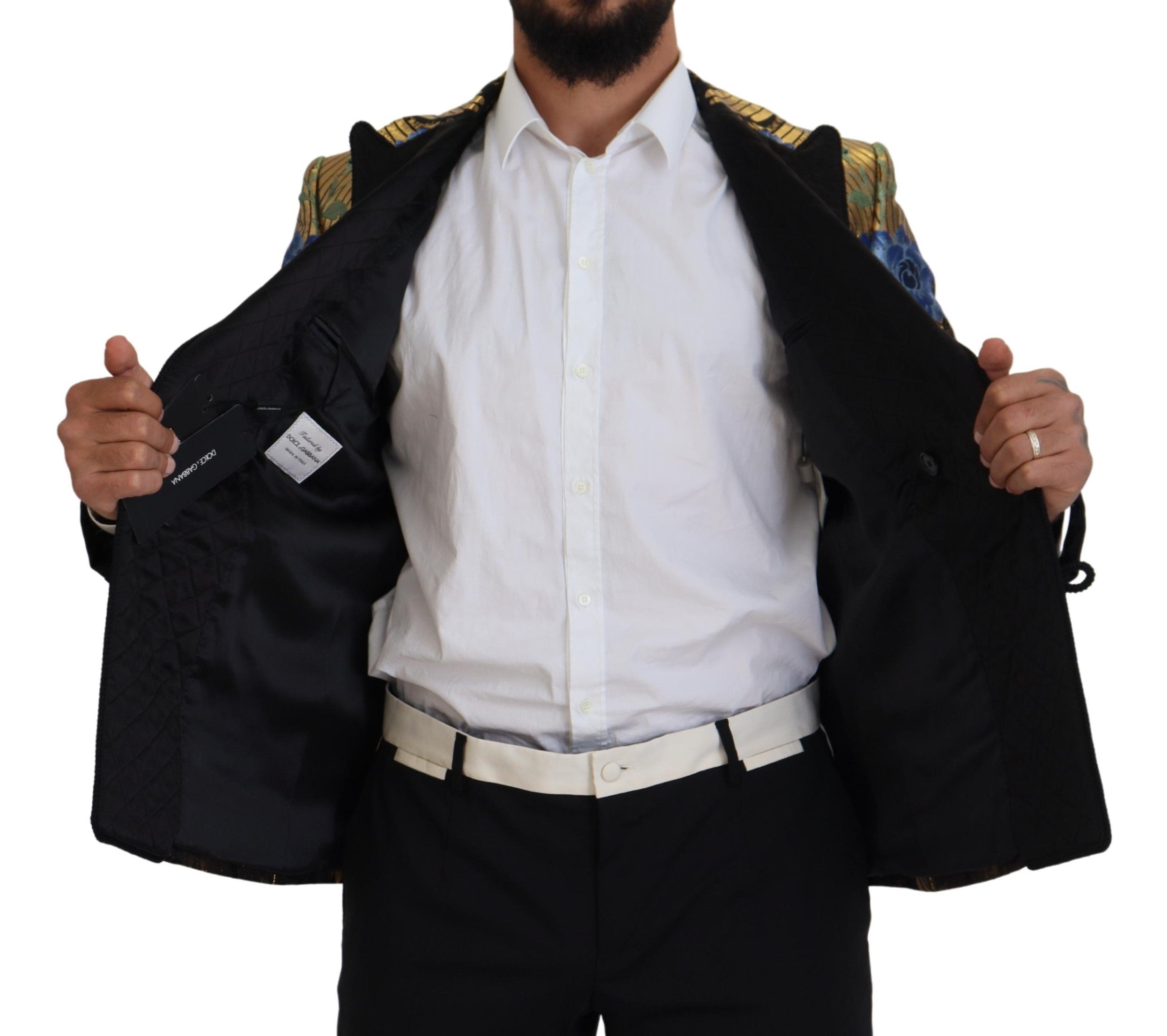Gold Lurex Double Breasted Jacket Blazer - ventzia