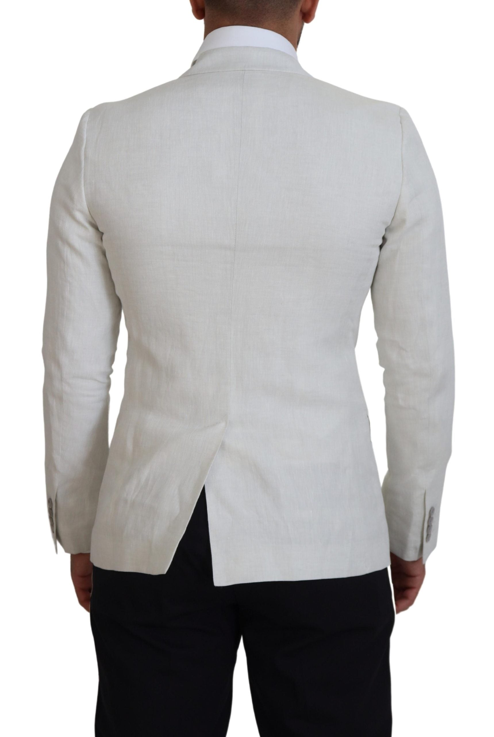 White Linen Slim Fit Jacket Blazer - ventzia