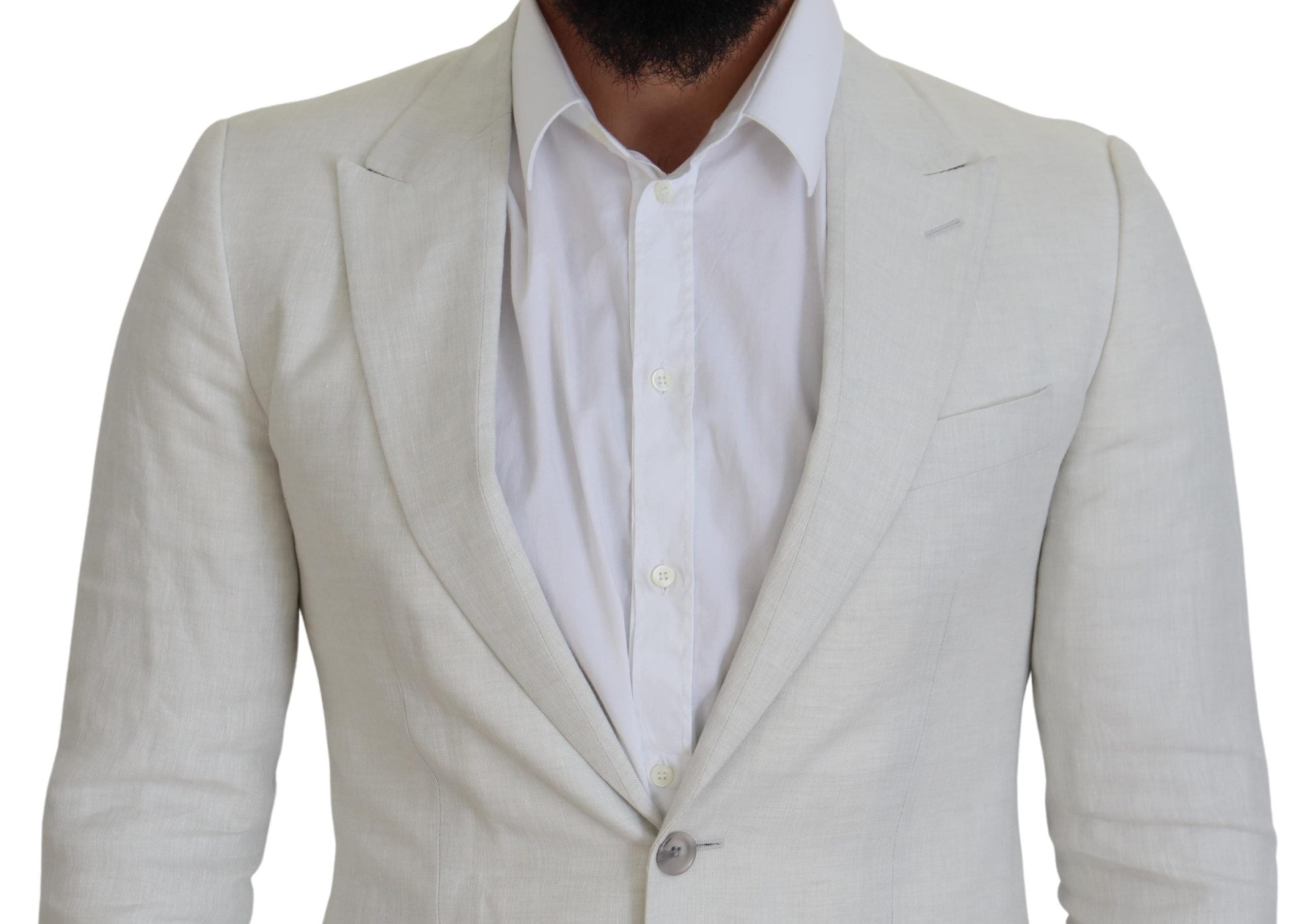 White Linen Slim Fit Jacket Blazer - ventzia