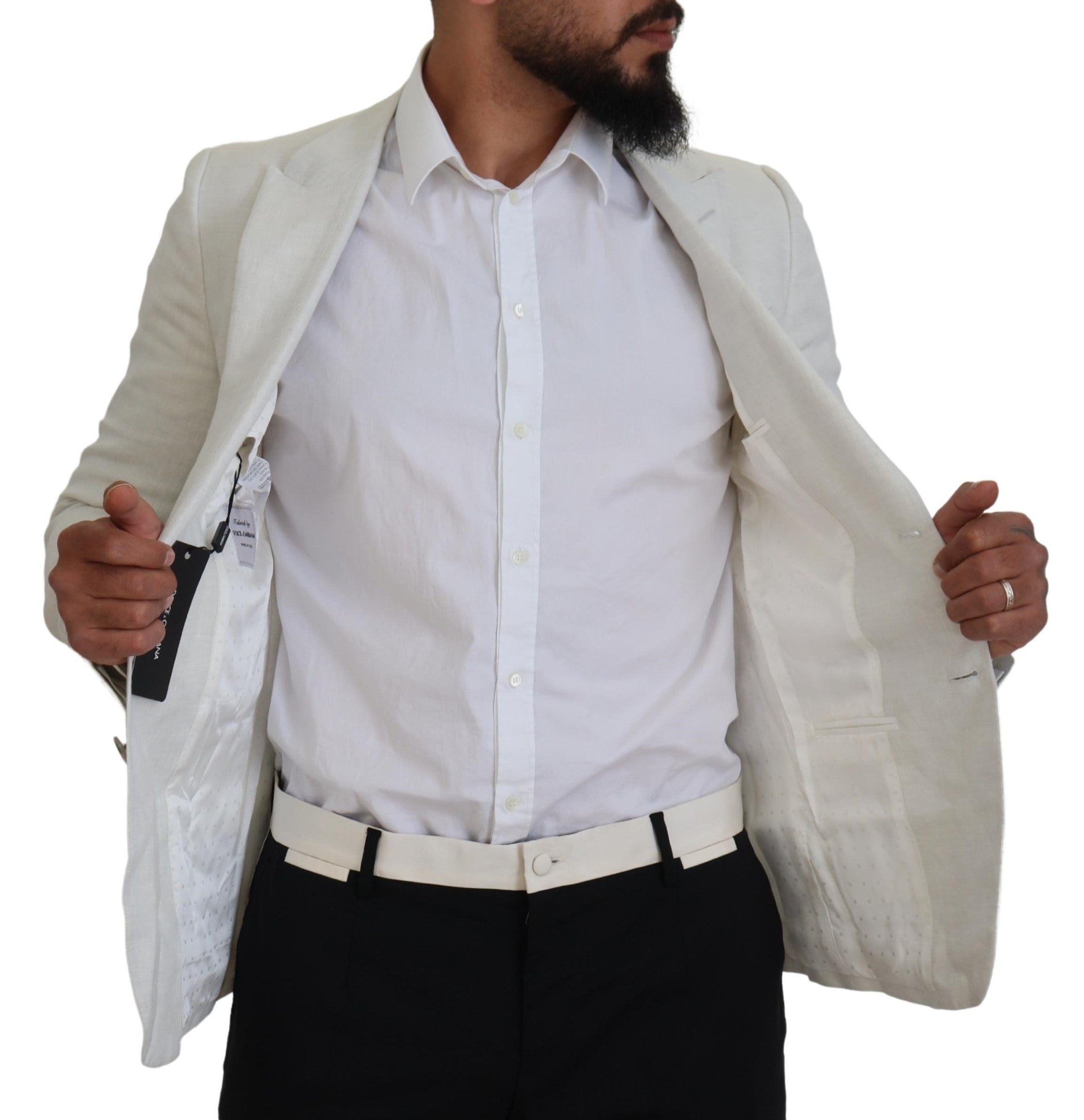 White Linen Slim Fit Jacket Blazer - ventzia