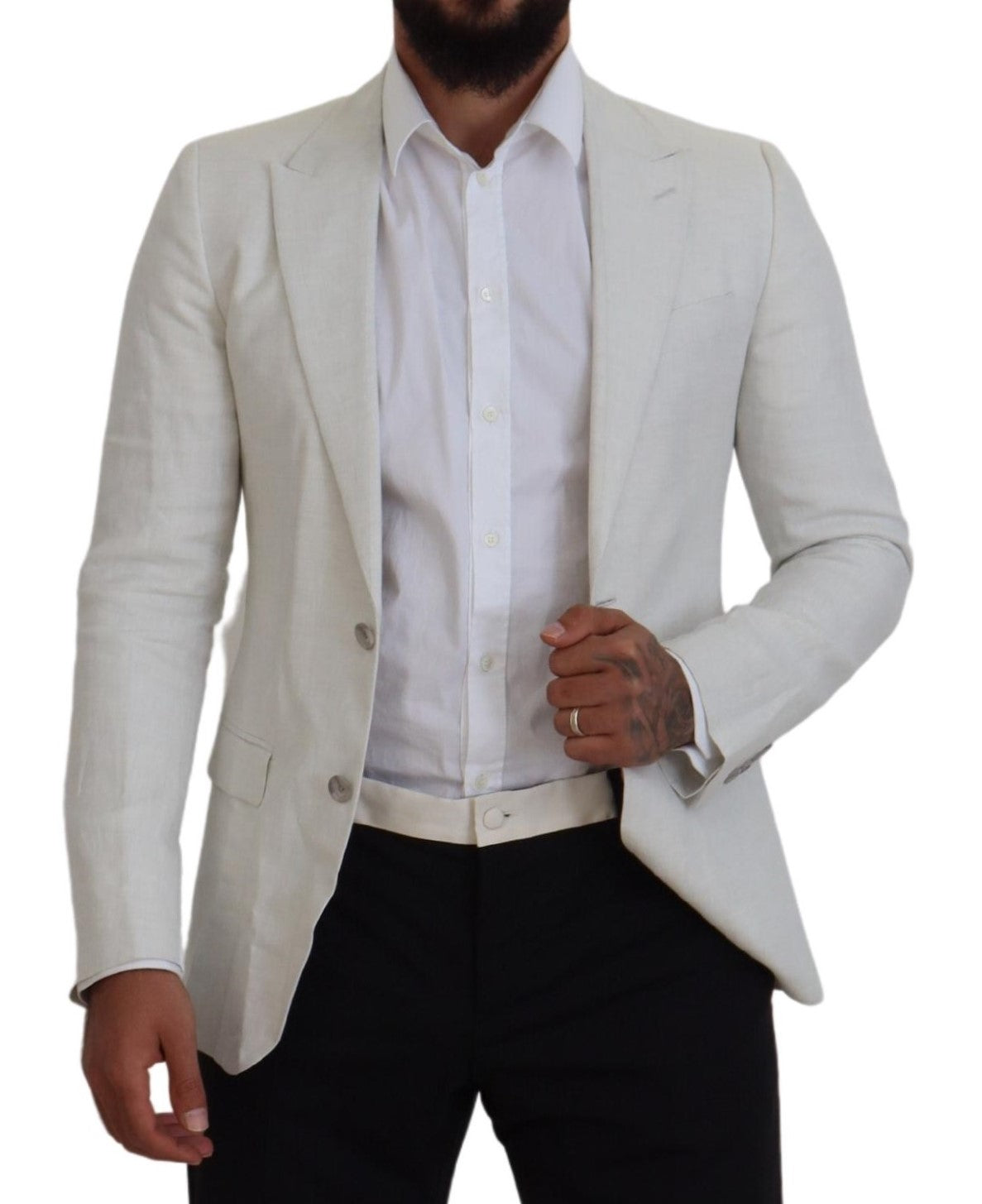 White Linen Slim Fit Jacket Blazer - ventzia