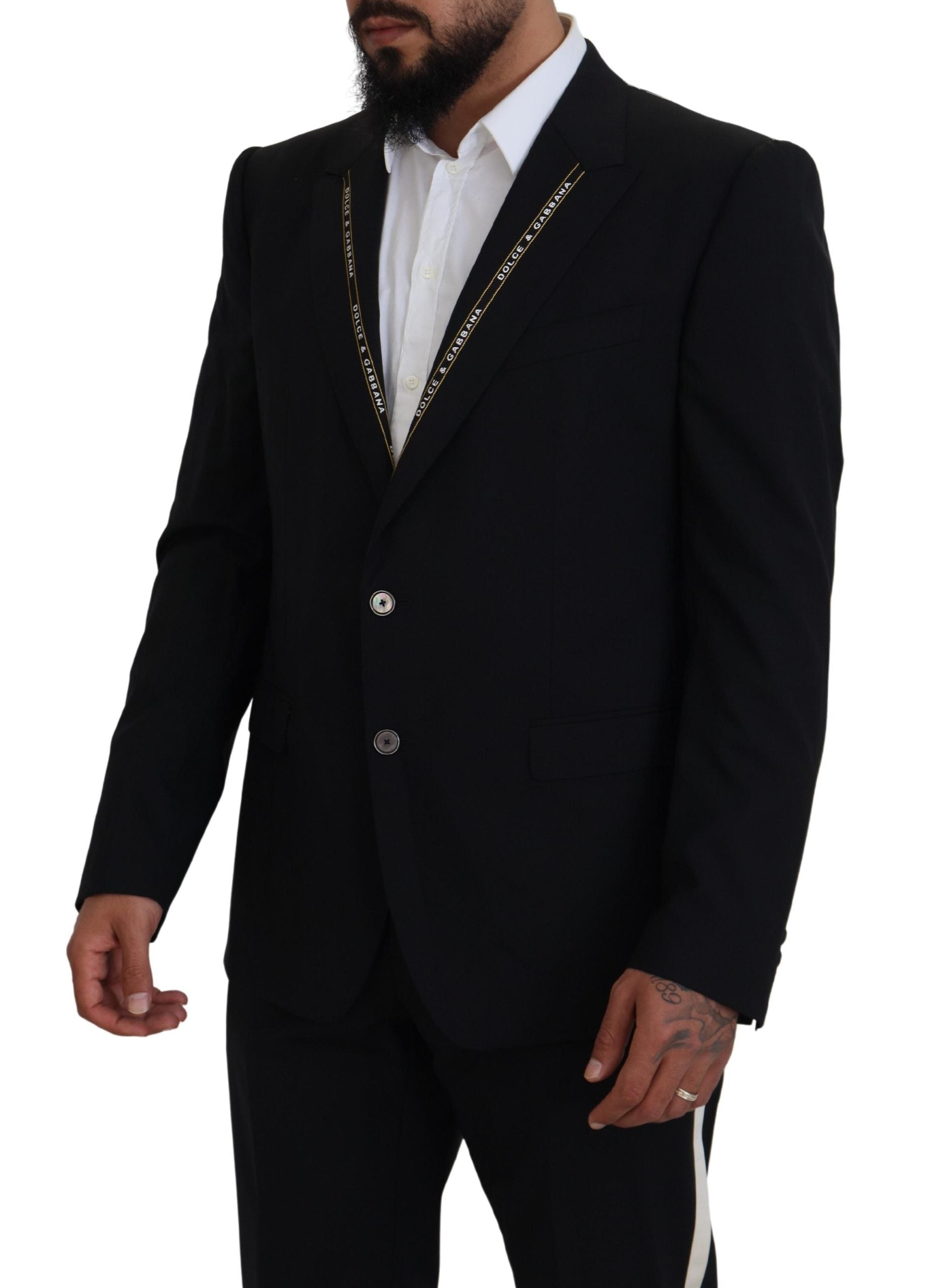 Black Wool Stretch Slim Fit Jacket Blazer - ventzia
