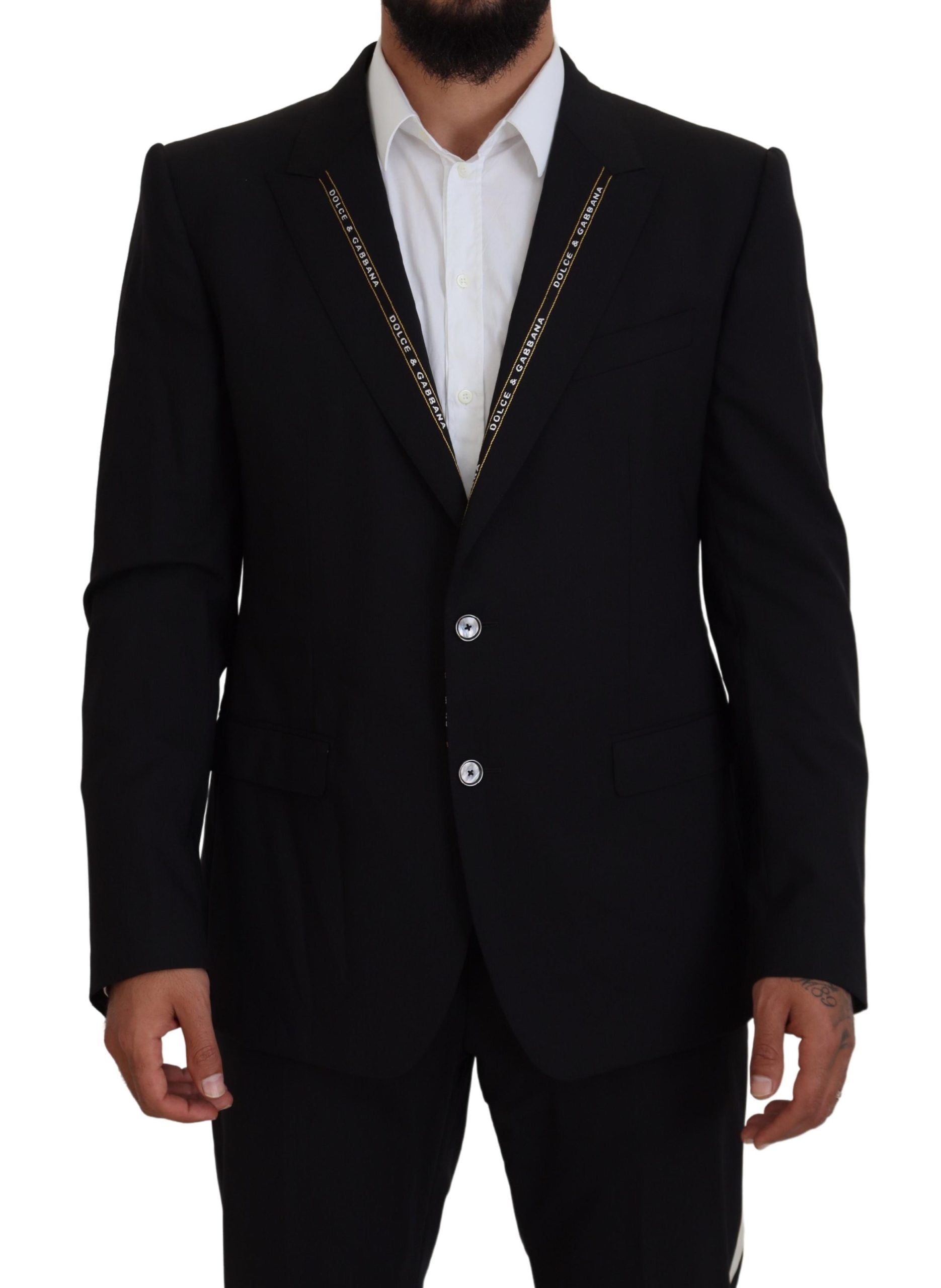 Black Wool Stretch Slim Fit Jacket Blazer - ventzia