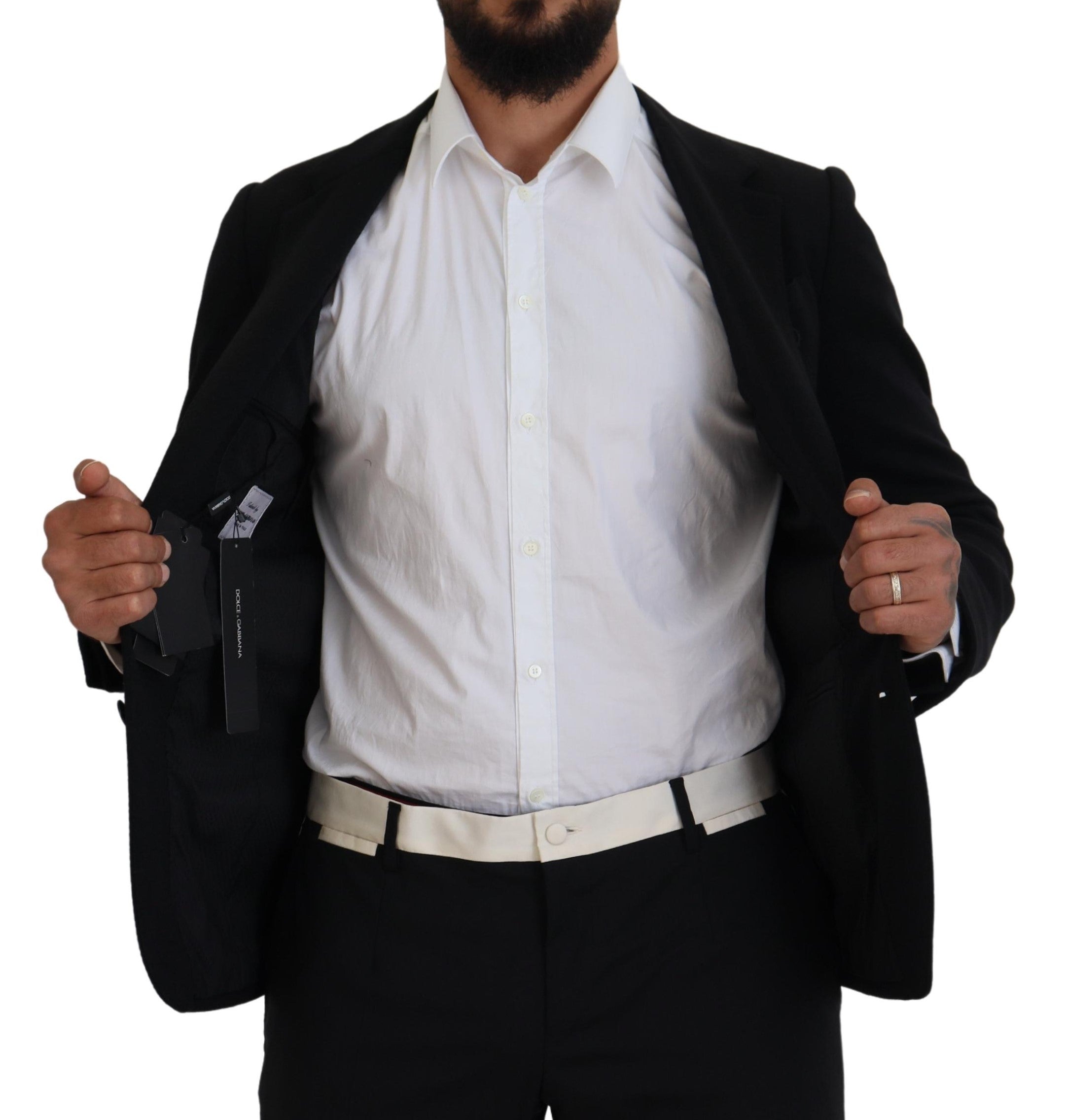 Black Wool Crown Slim Fit Jacket Blazer - ventzia