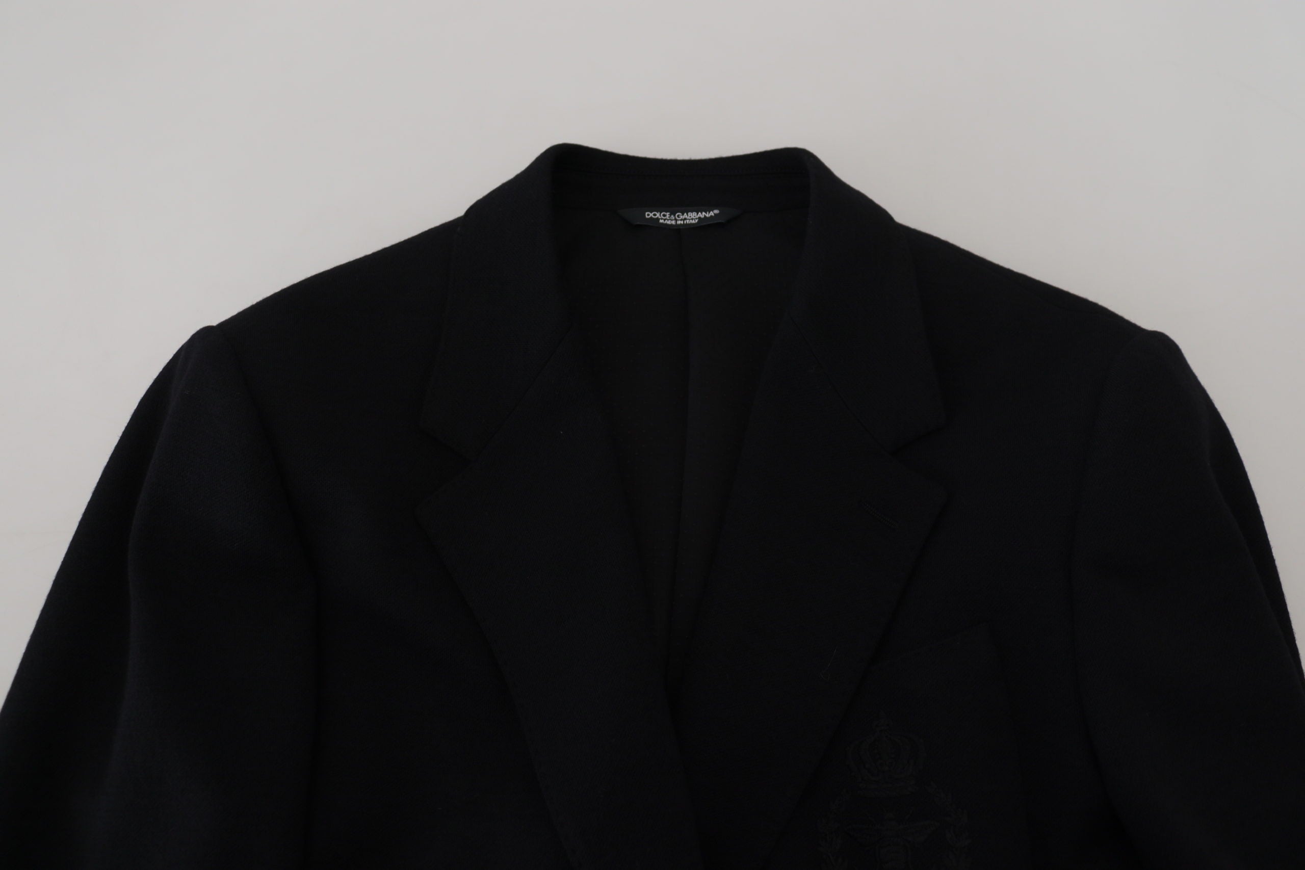 Black Wool Crown Slim Fit Jacket Blazer - ventzia