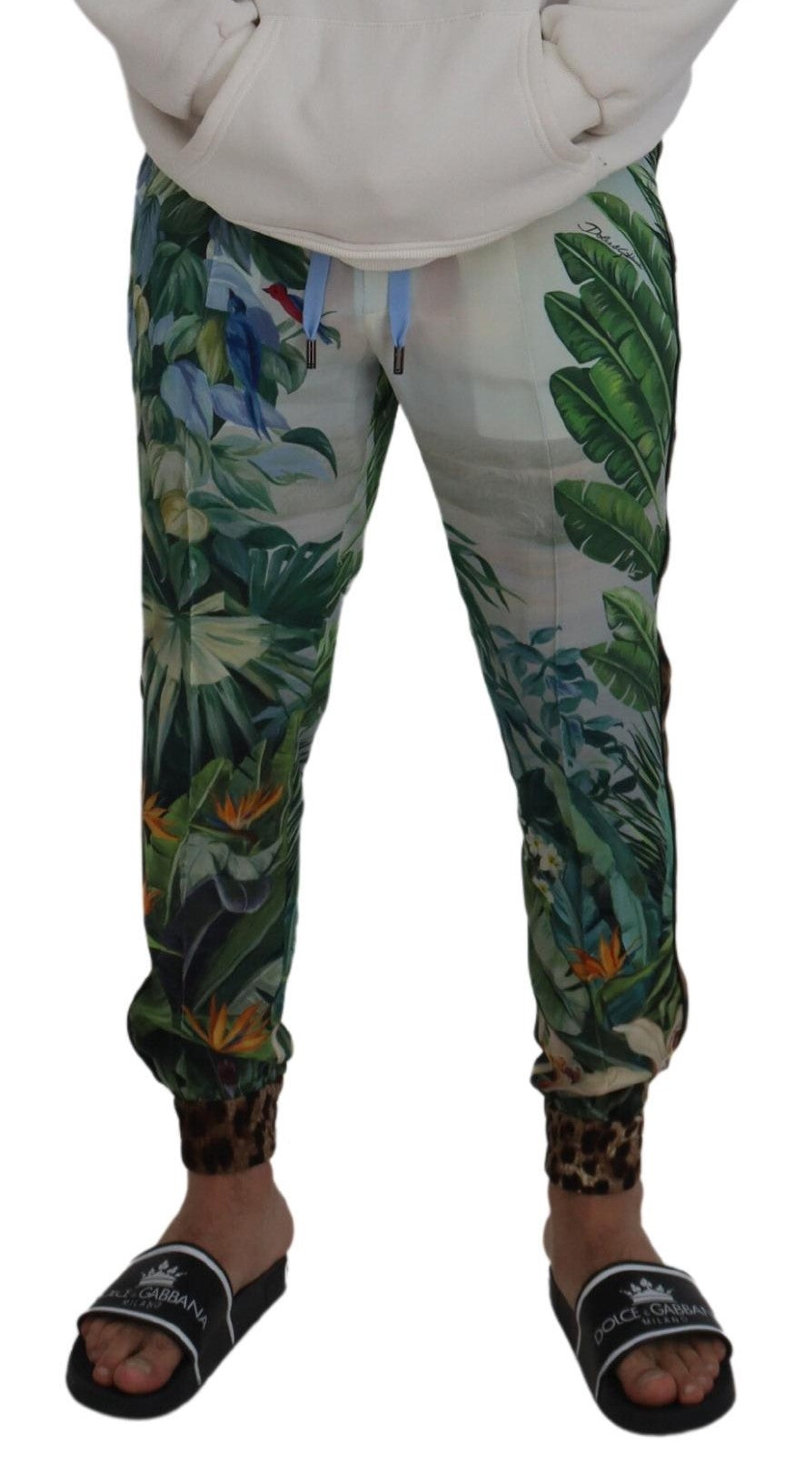 White Floral Printed Men Jogger Pants - ventzia