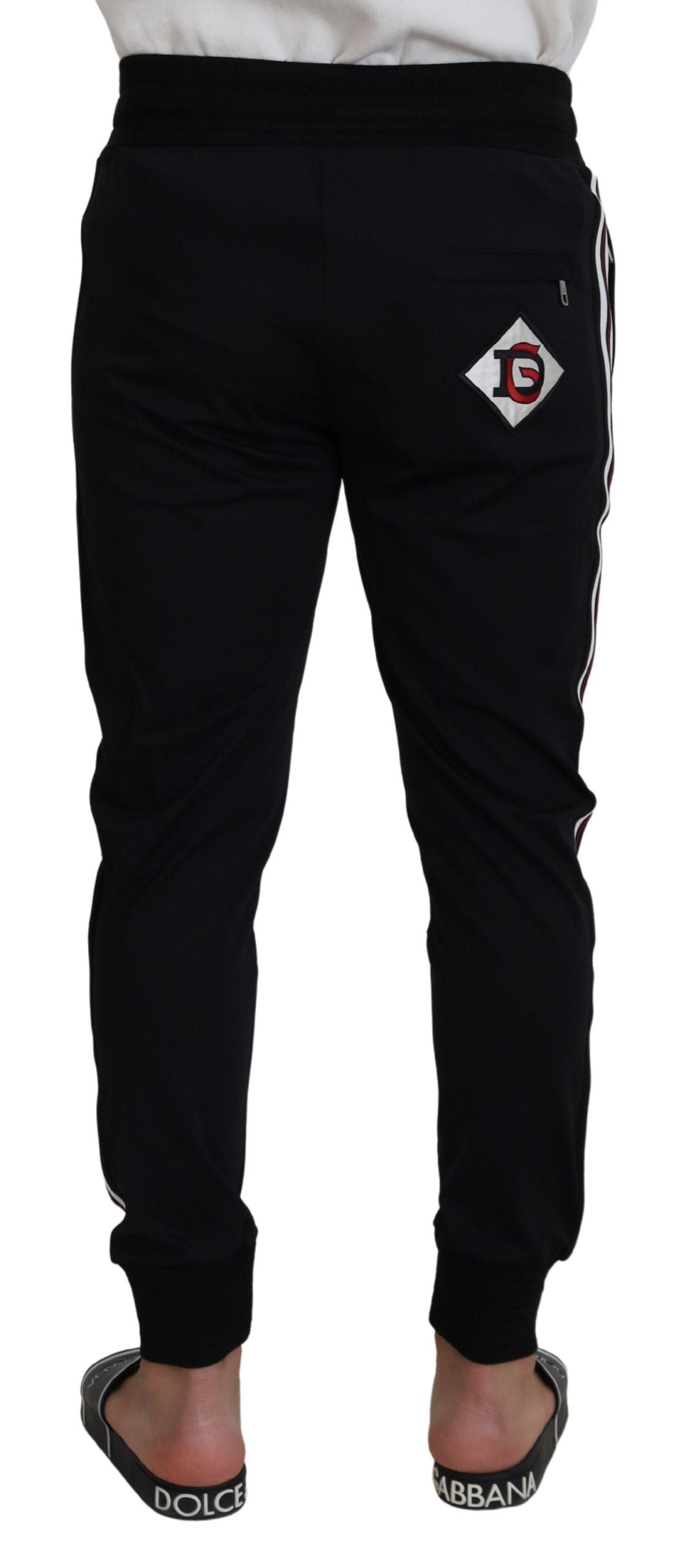 Black DG Print Mens Jogger Pants - ventzia