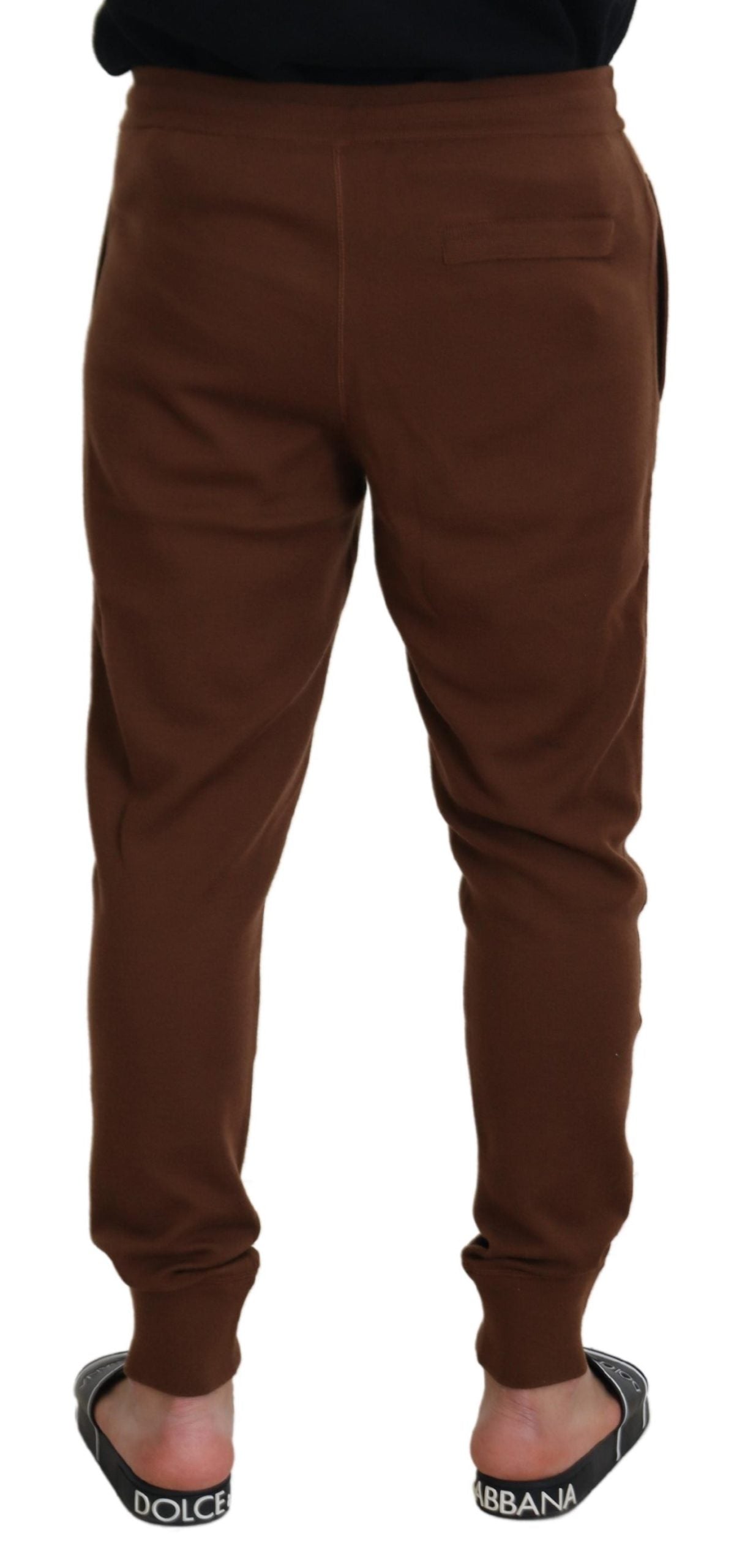 Brown Cashmere Men Drawstring Jogger Pants - ventzia