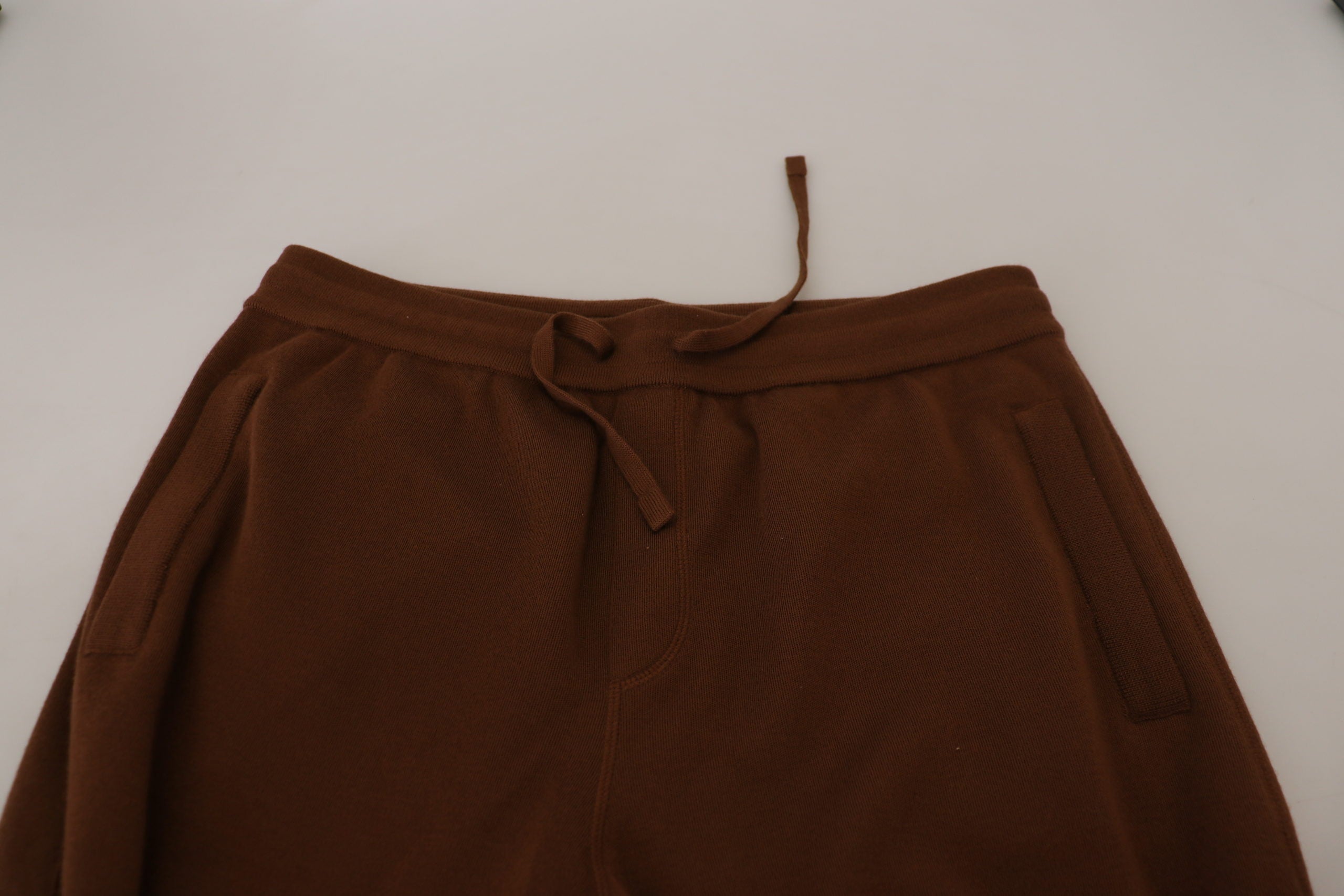 Brown Cashmere Men Drawstring Jogger Pants - ventzia
