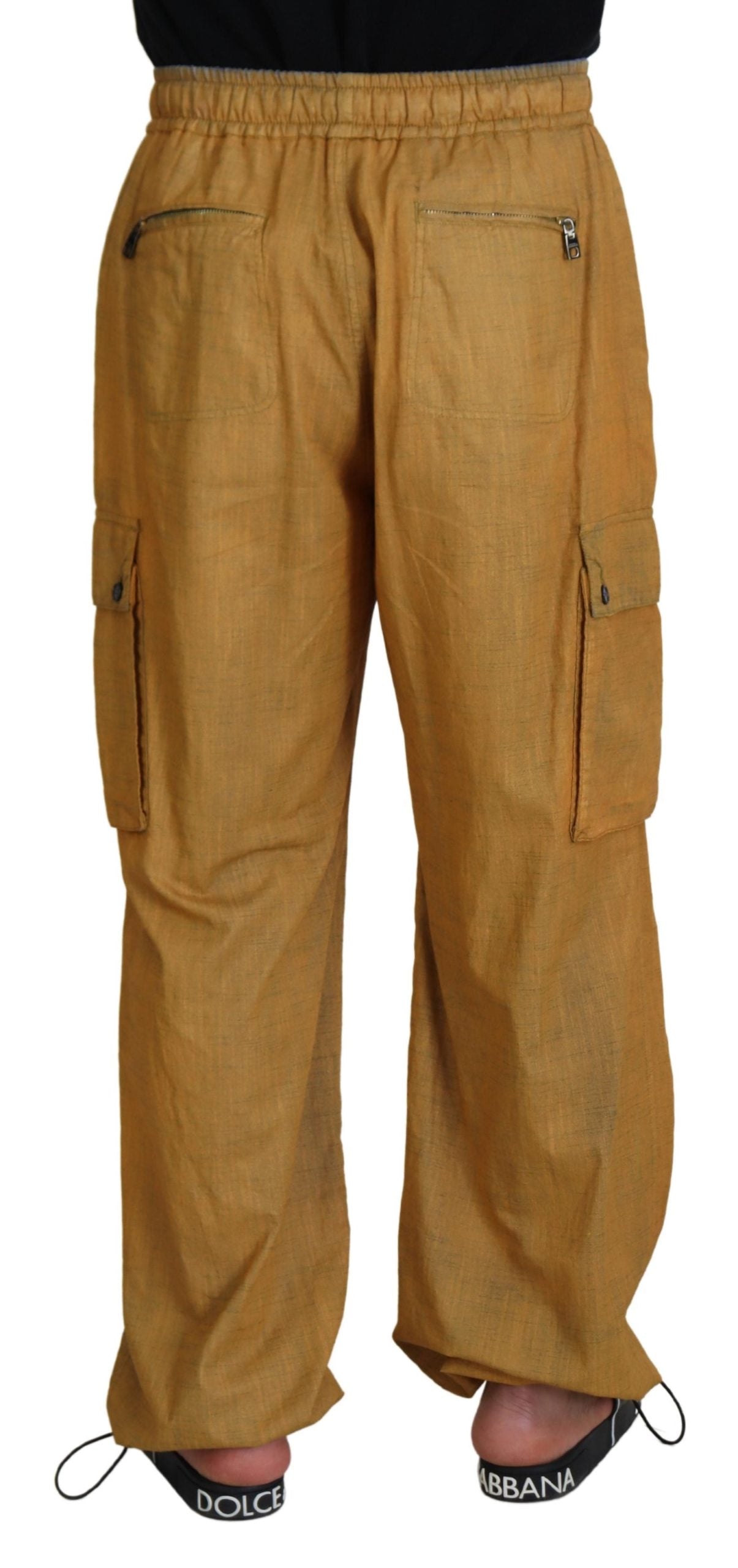Brown Linen Drawstring Cargo Pants - ventzia