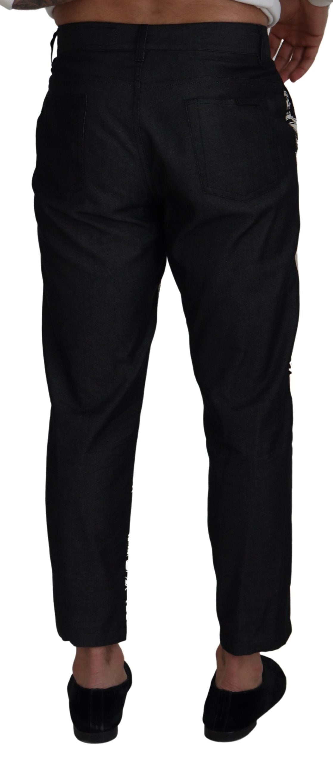 Black Silk Bandana Print Pants - ventzia