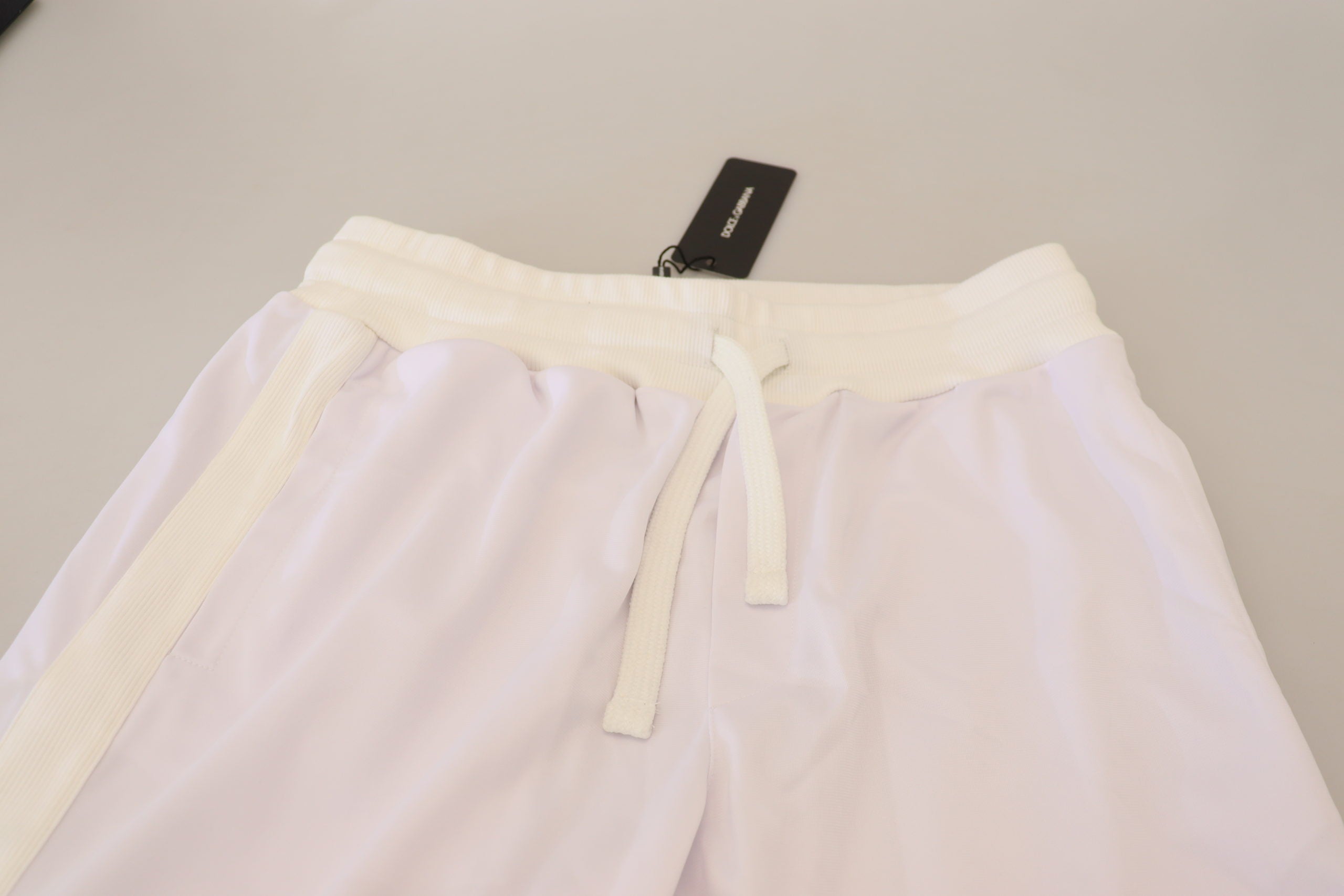 White Polyester Crown Logo Jogger Pants - ventzia
