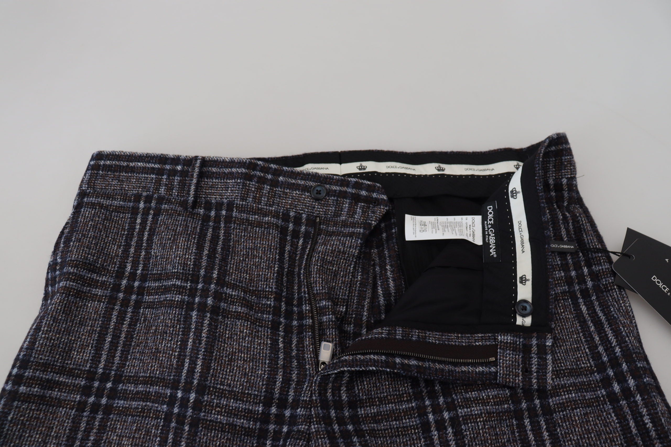 Gray Checkered Mid Waist Men Pants - ventzia
