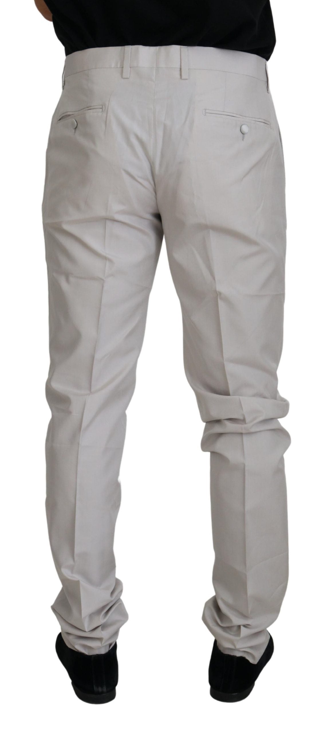 Off White Silk Mid Waist Chino Pants - ventzia