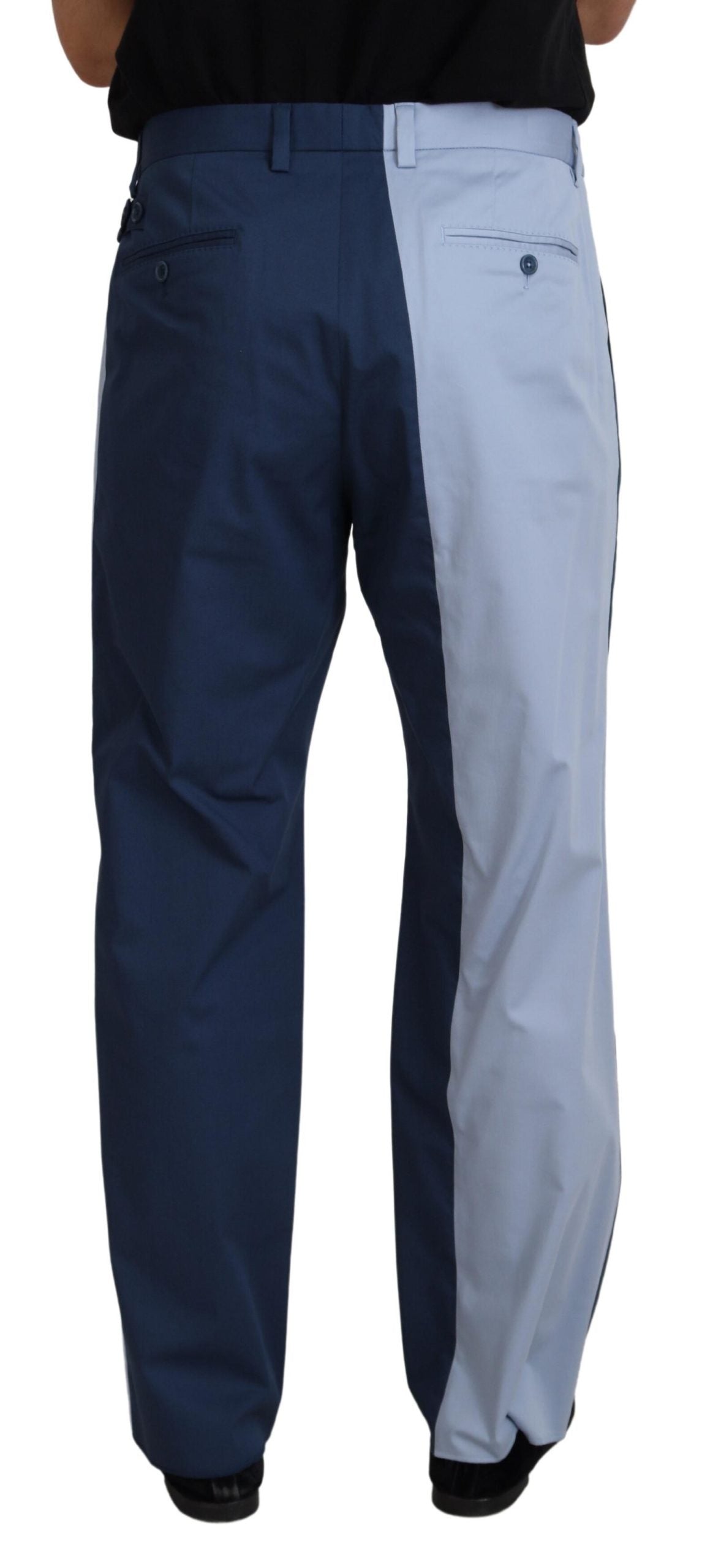 Blue Cotton Straight Fit Pants - ventzia