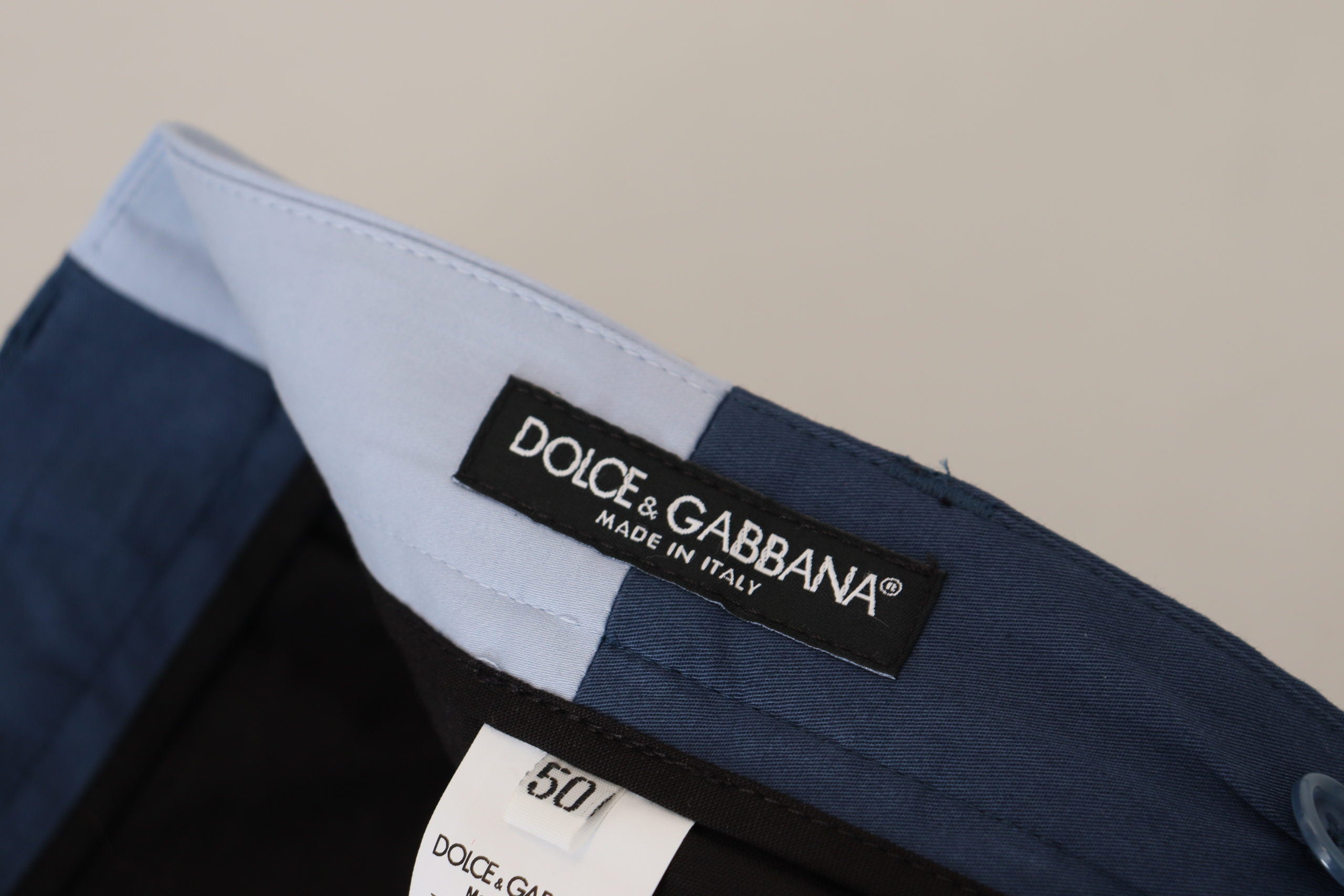 Blue Cotton Straight Fit Pants - ventzia