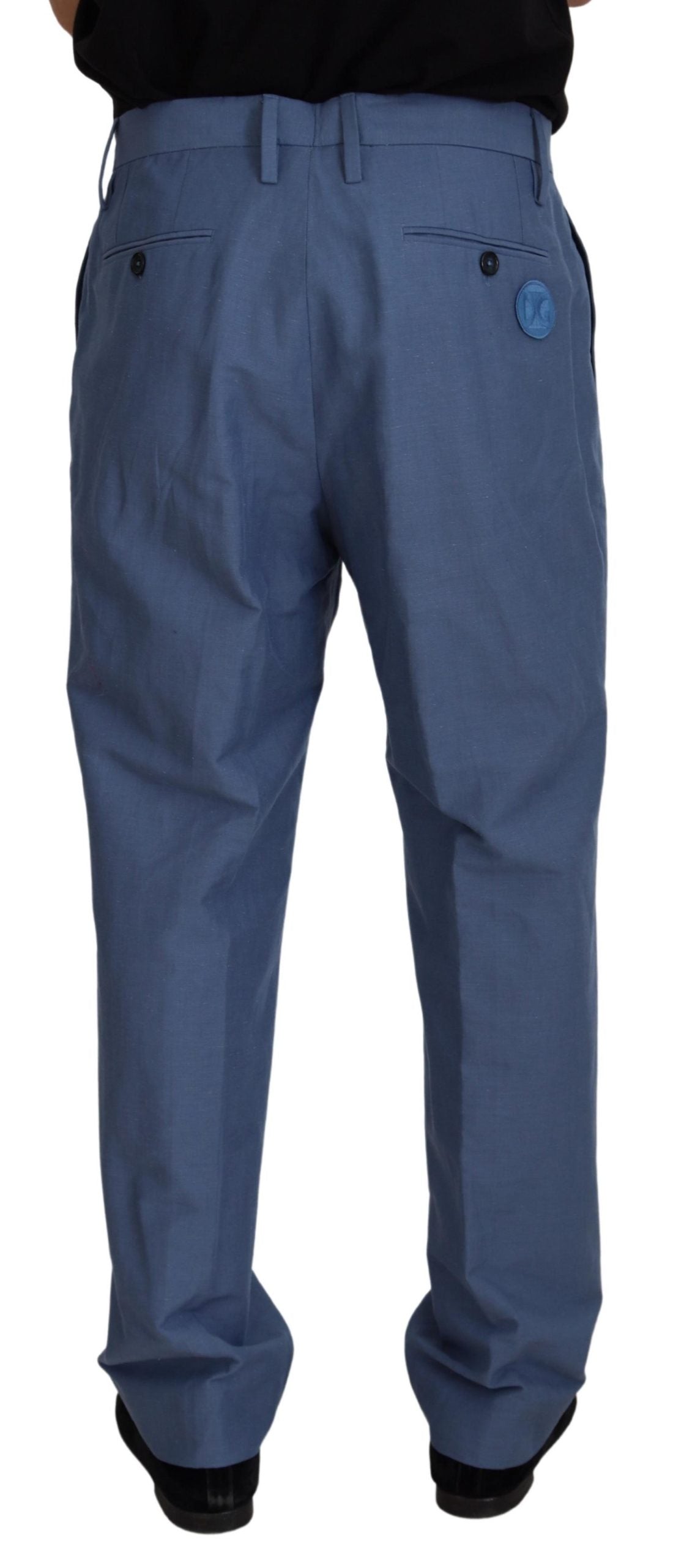 Blue Linen Chino Men Formal Pants - ventzia