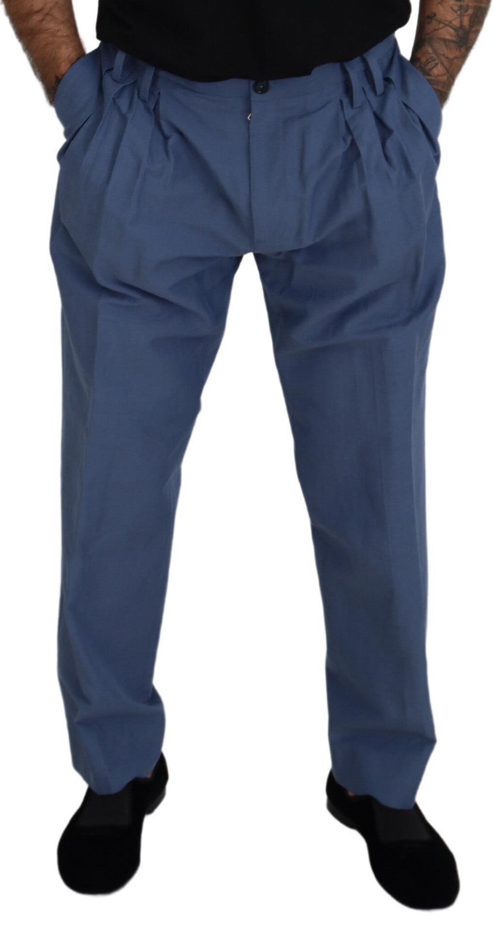 Blue Linen Chino Men Formal Pants - ventzia