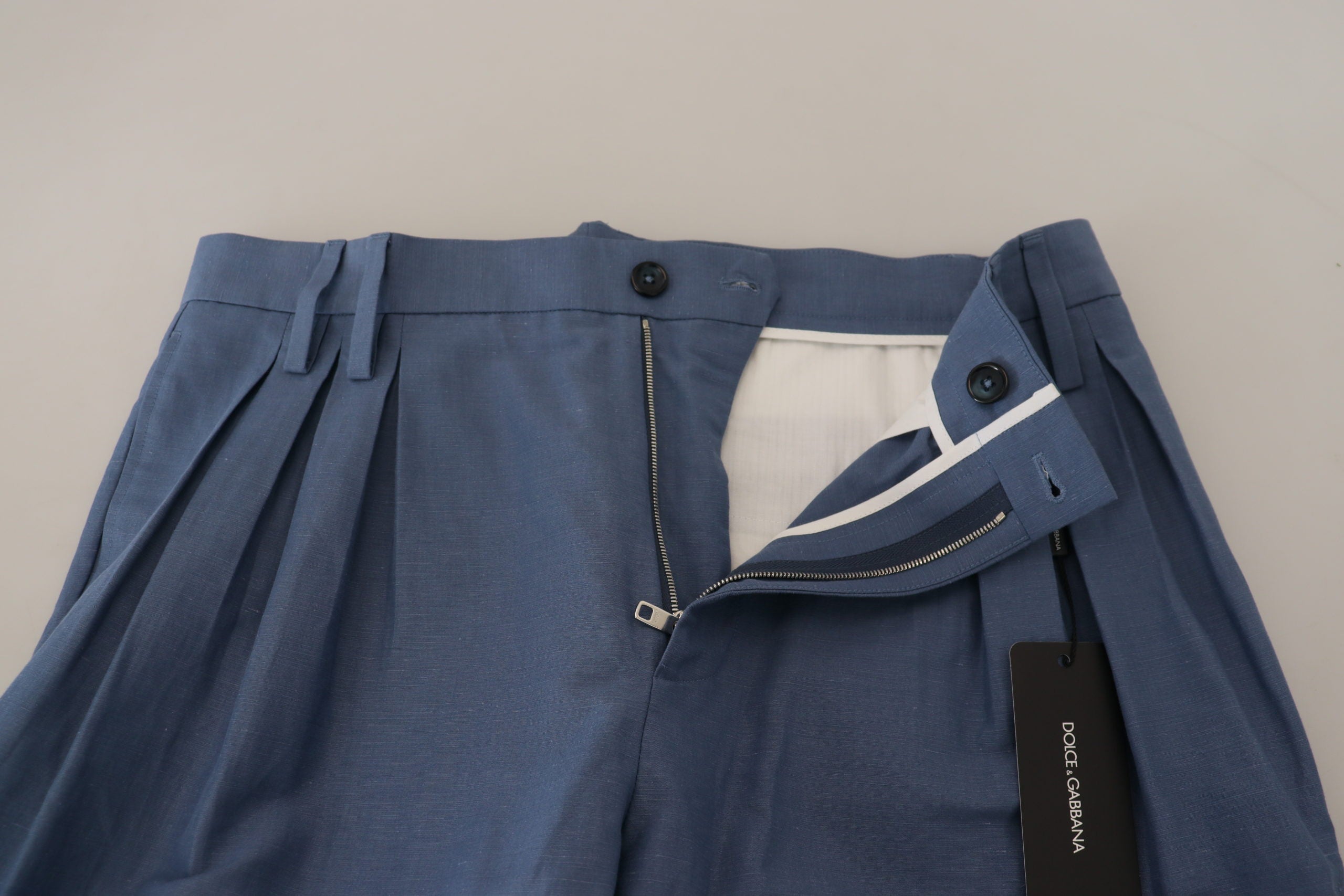Blue Linen Chino Men Formal Pants - ventzia