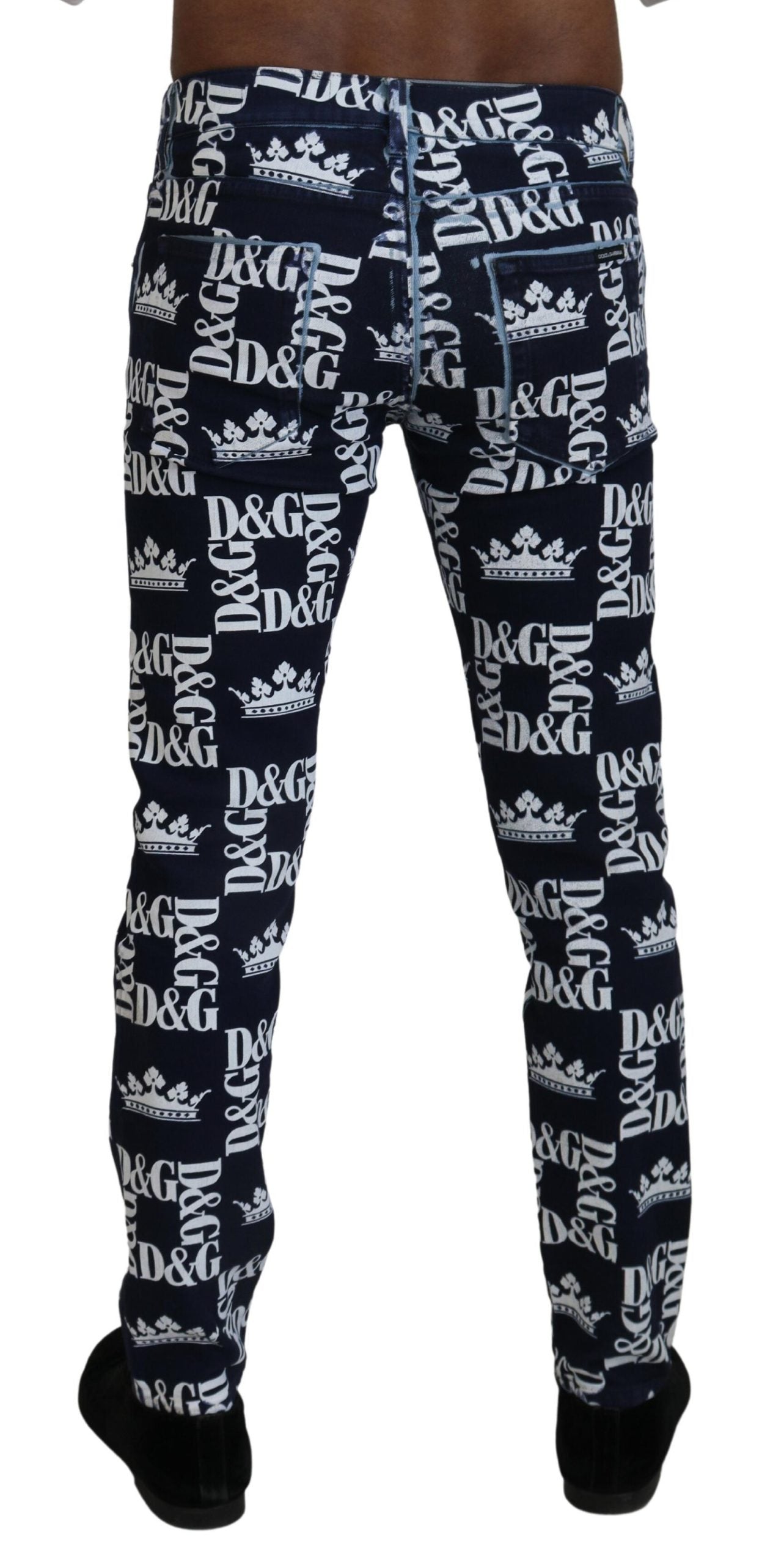 Blue Cotton DG Crown Skinny Denim Jeans - ventzia