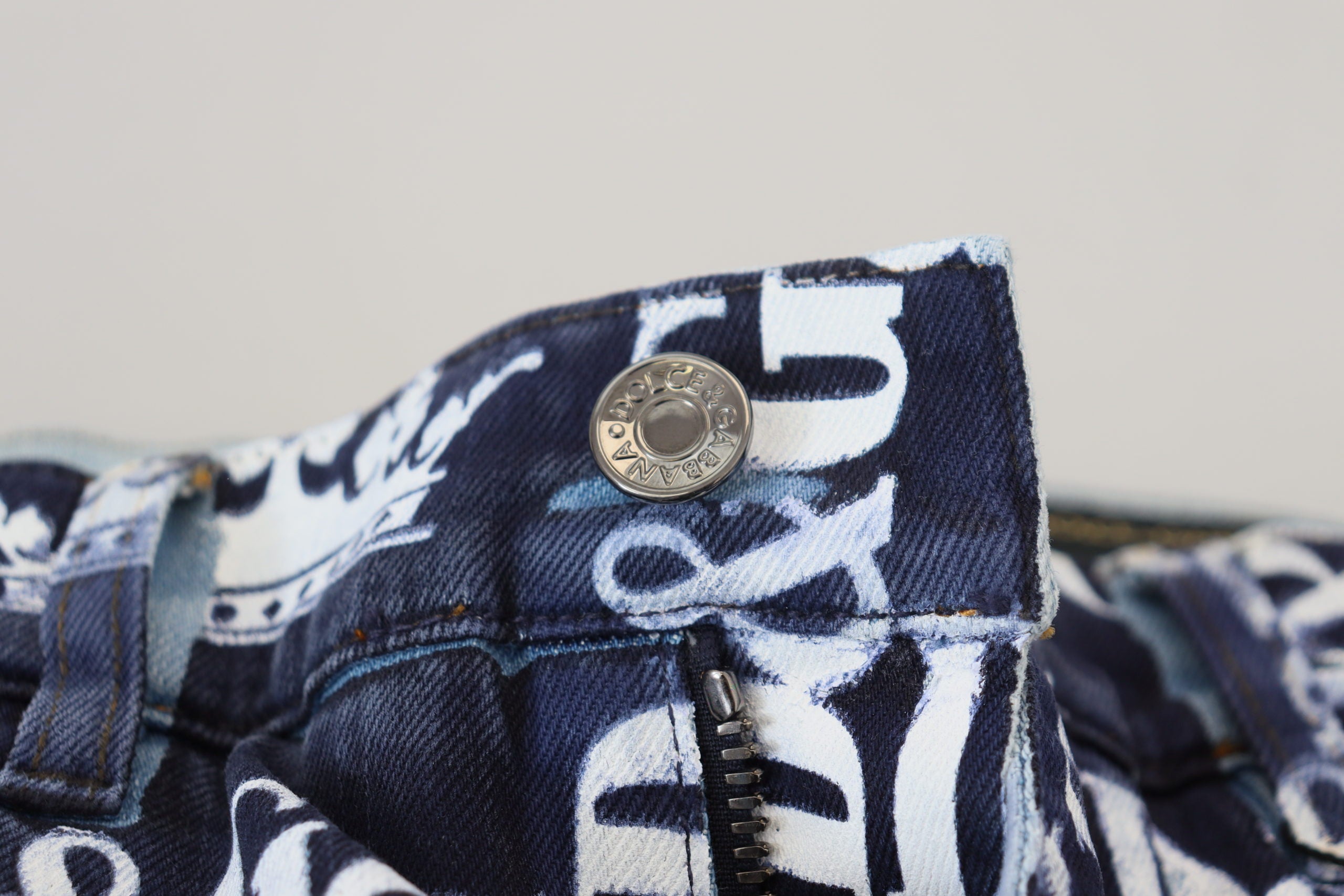 Blue Cotton DG Crown Skinny Denim Jeans - ventzia