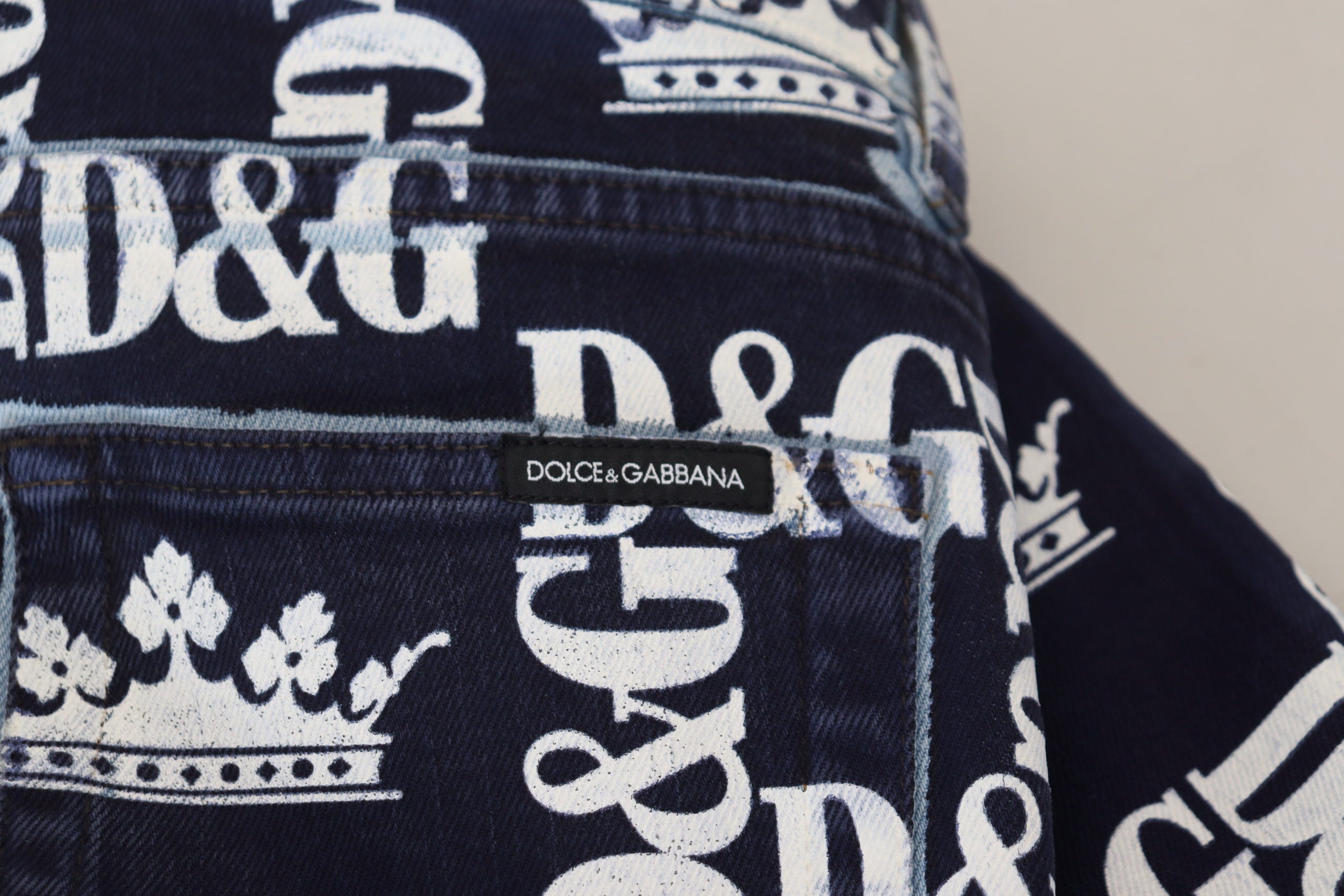 Blue Cotton DG Crown Skinny Denim Jeans - ventzia