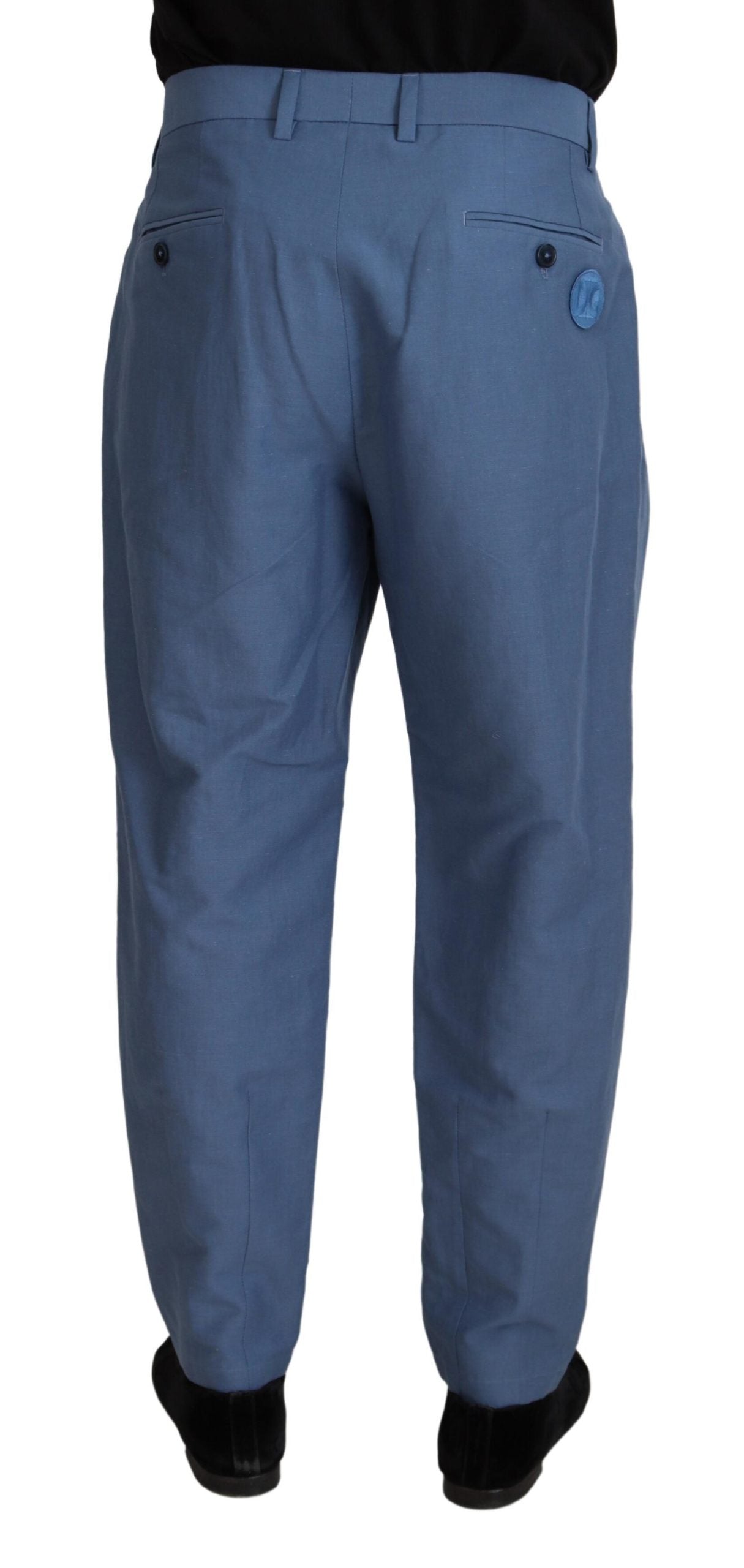 Blue Linen Chino Formal Pants - ventzia