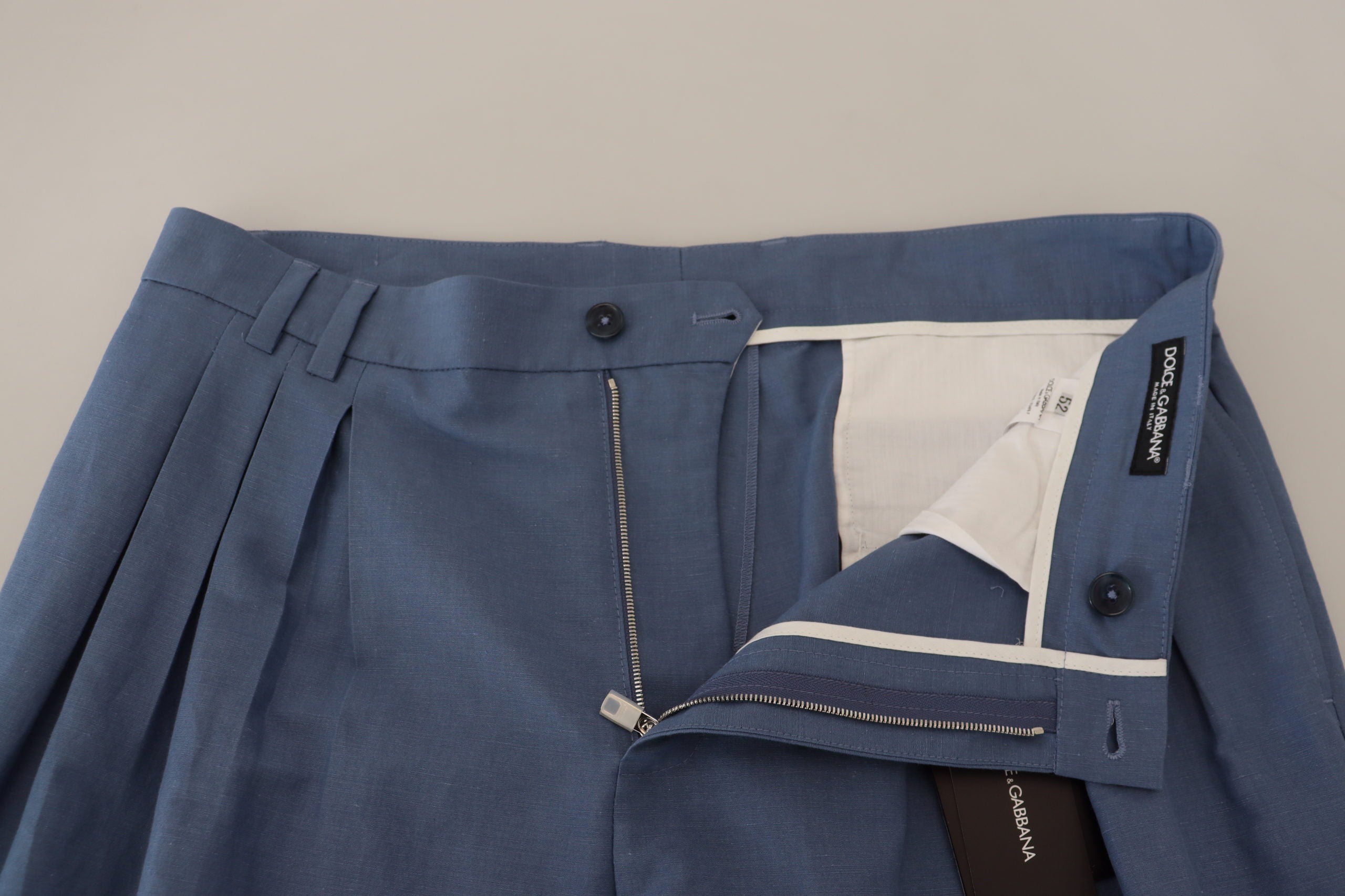 Blue Linen Chino Formal Pants - ventzia
