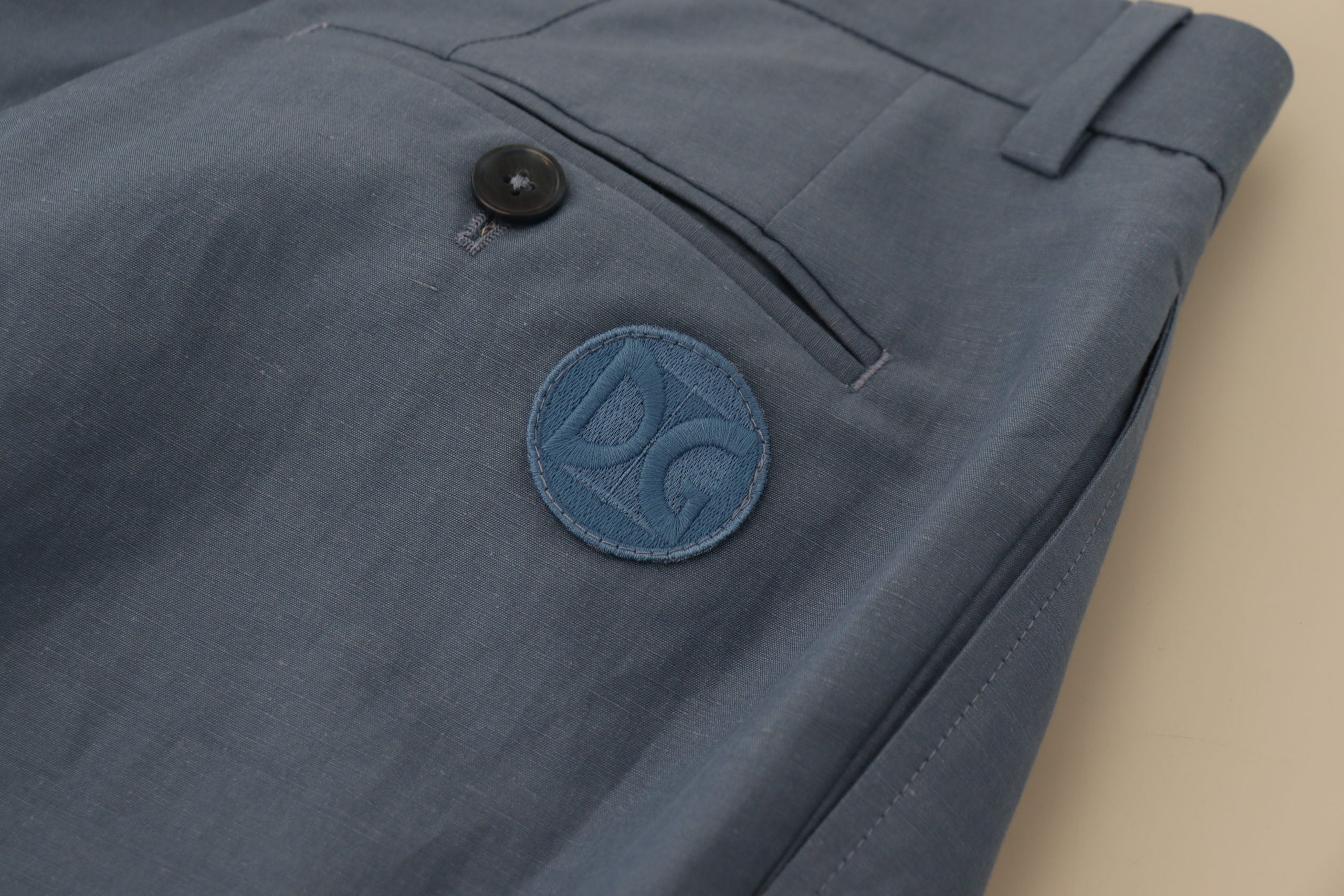Blue Linen Chino Formal Pants - ventzia