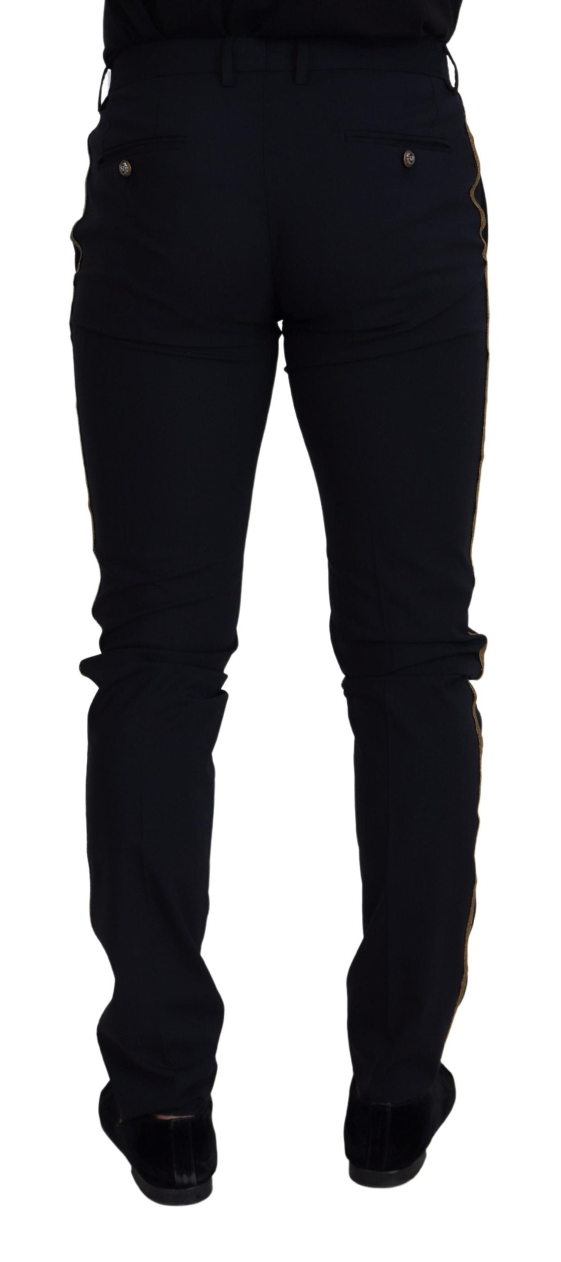 Black Wool Slim Formal Pants - ventzia
