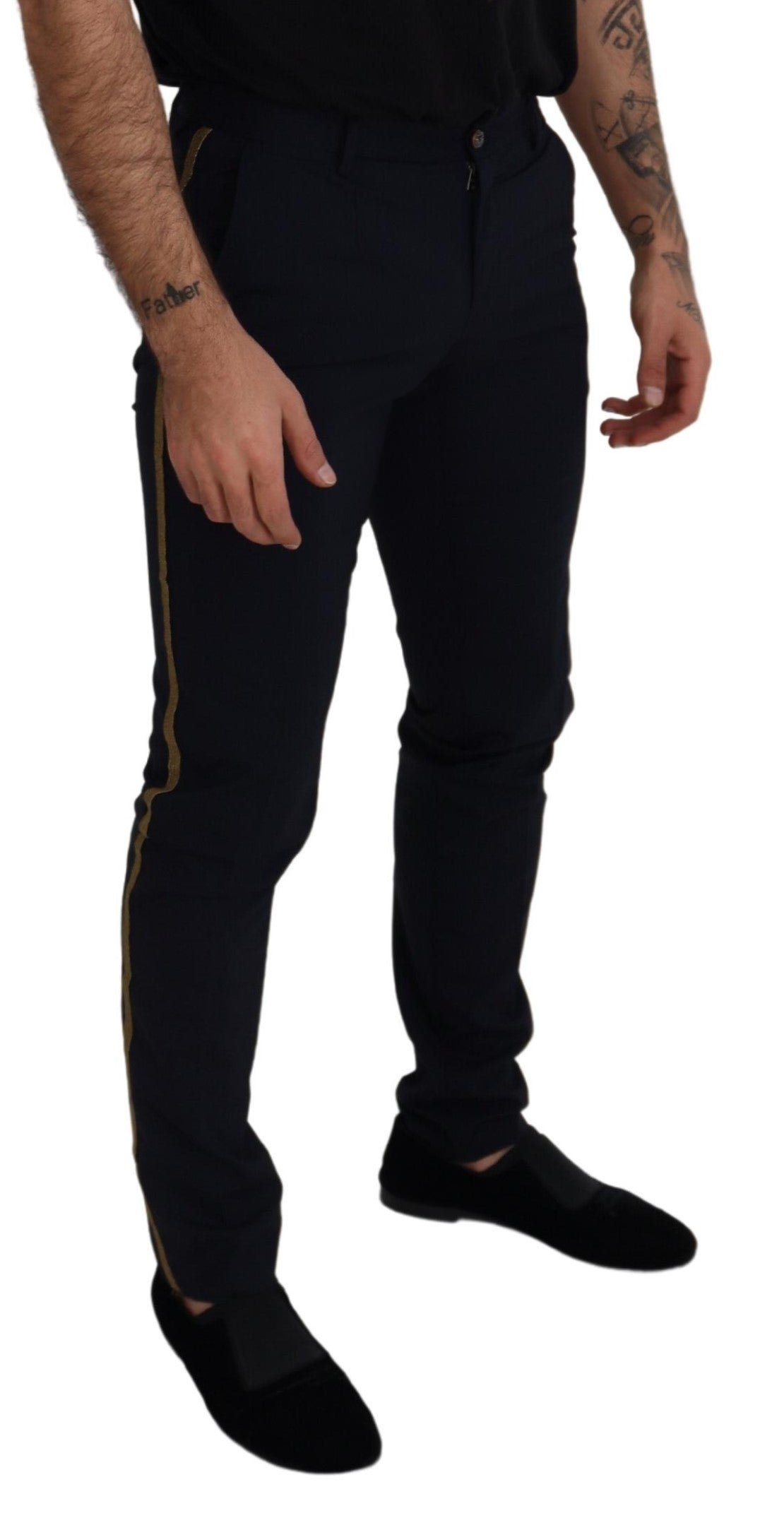Black Wool Slim Formal Pants - ventzia
