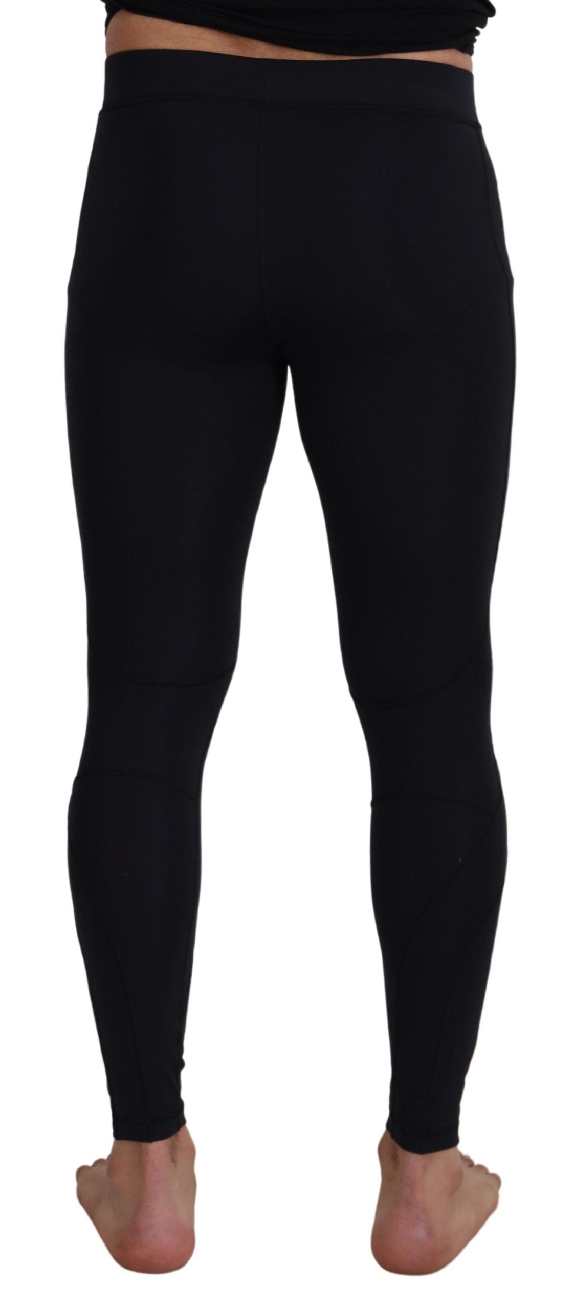 Black Nylon Slim Fit Stretch Pants - ventzia