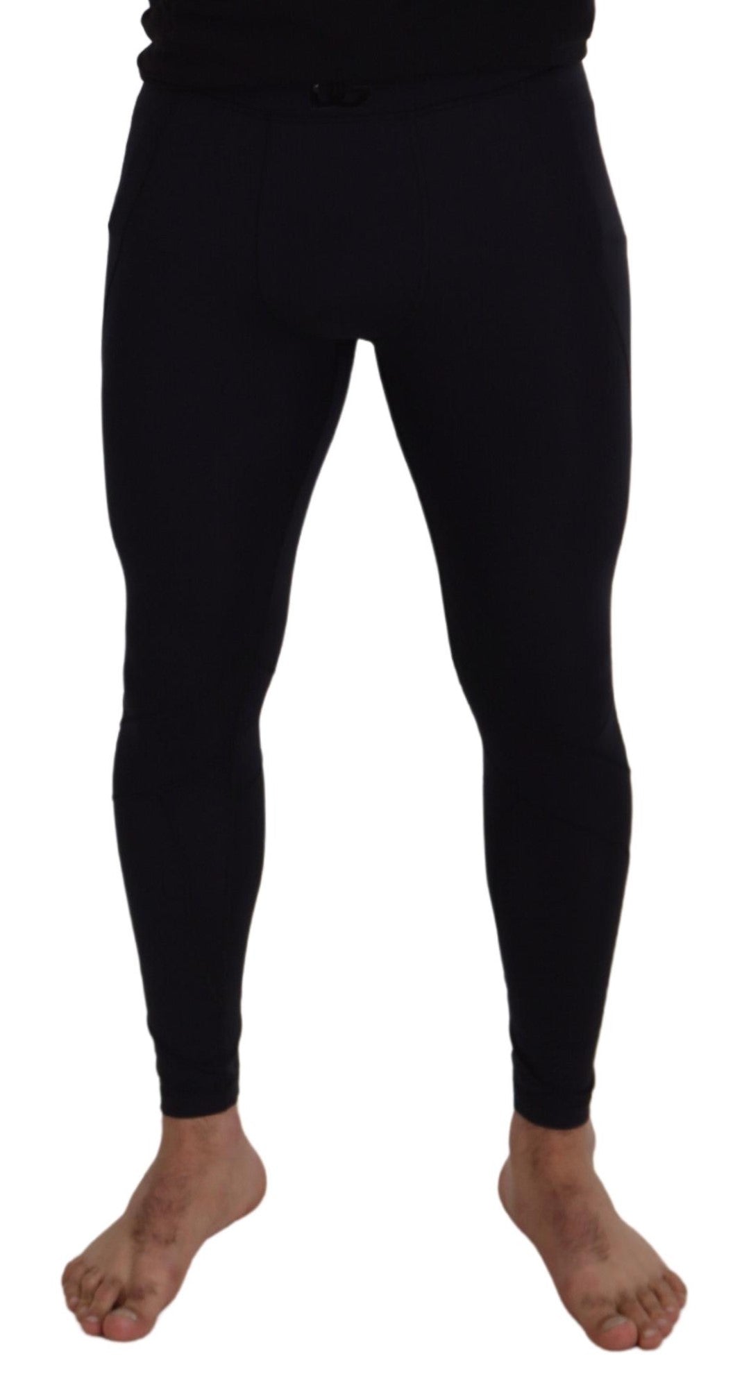 Black Nylon Slim Fit Stretch Pants - ventzia