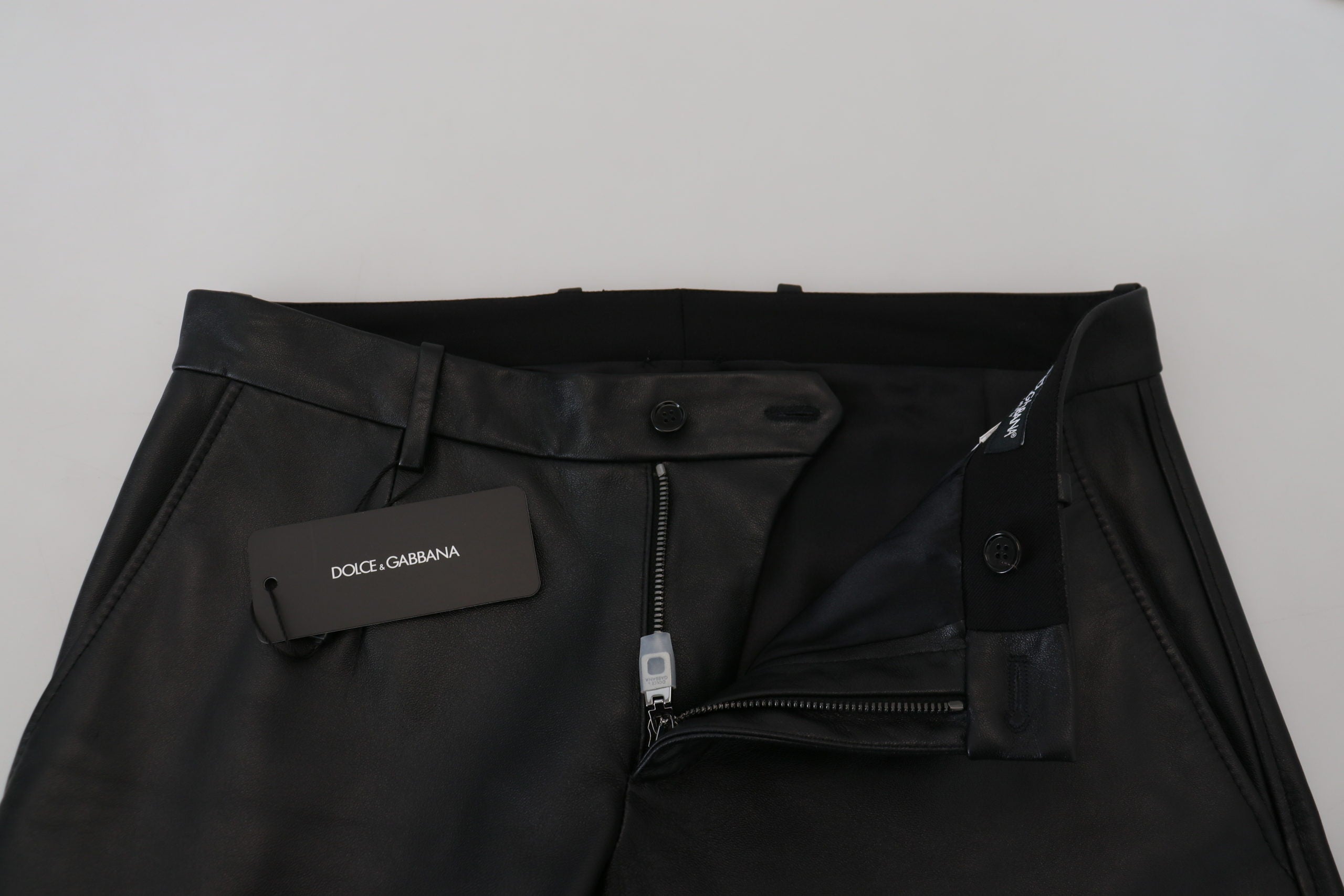 Black Shiny Stretch Skinny Pants - ventzia